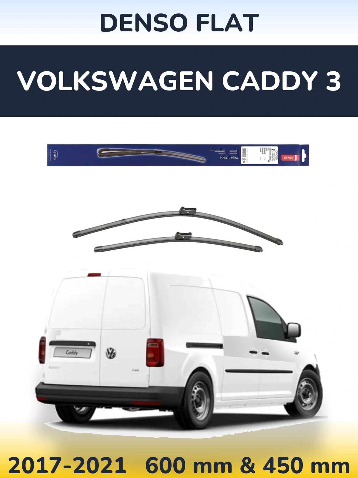Комплект передних дворников Denso Flat 600 & 450 мм для Volkswagen Caddy 3 2017-2021