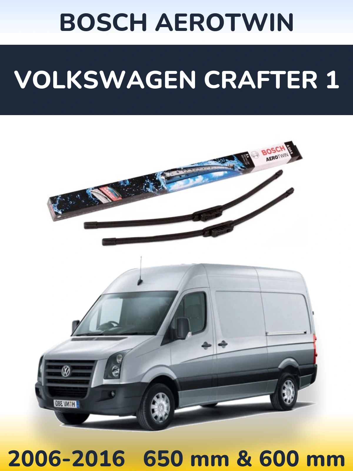 Komplet przednich wycieraczek BOSCH AeroTwin 650 & 600 mm do Volkswagen Crafter 1 2006-2016