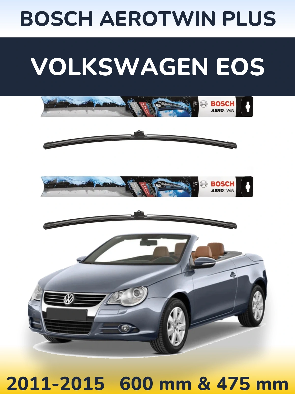 Komplet przednich wycieraczek BOSCH AeroTwin Plus 600 & 475 mm do Volkswagen EOS 2011-2015