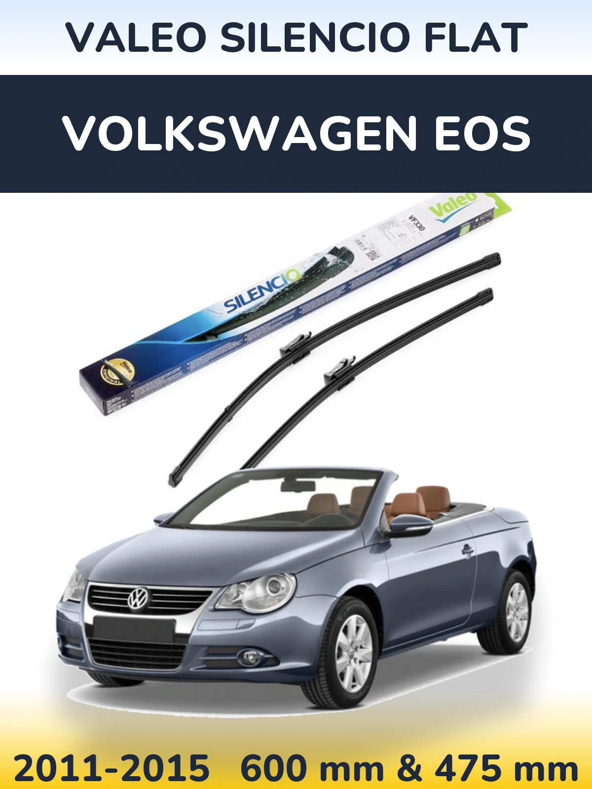 Komplet przednich wycieraczek Valeo Silencio Flat 600 & 475 mm do Volkswagen EOS 2011-2015