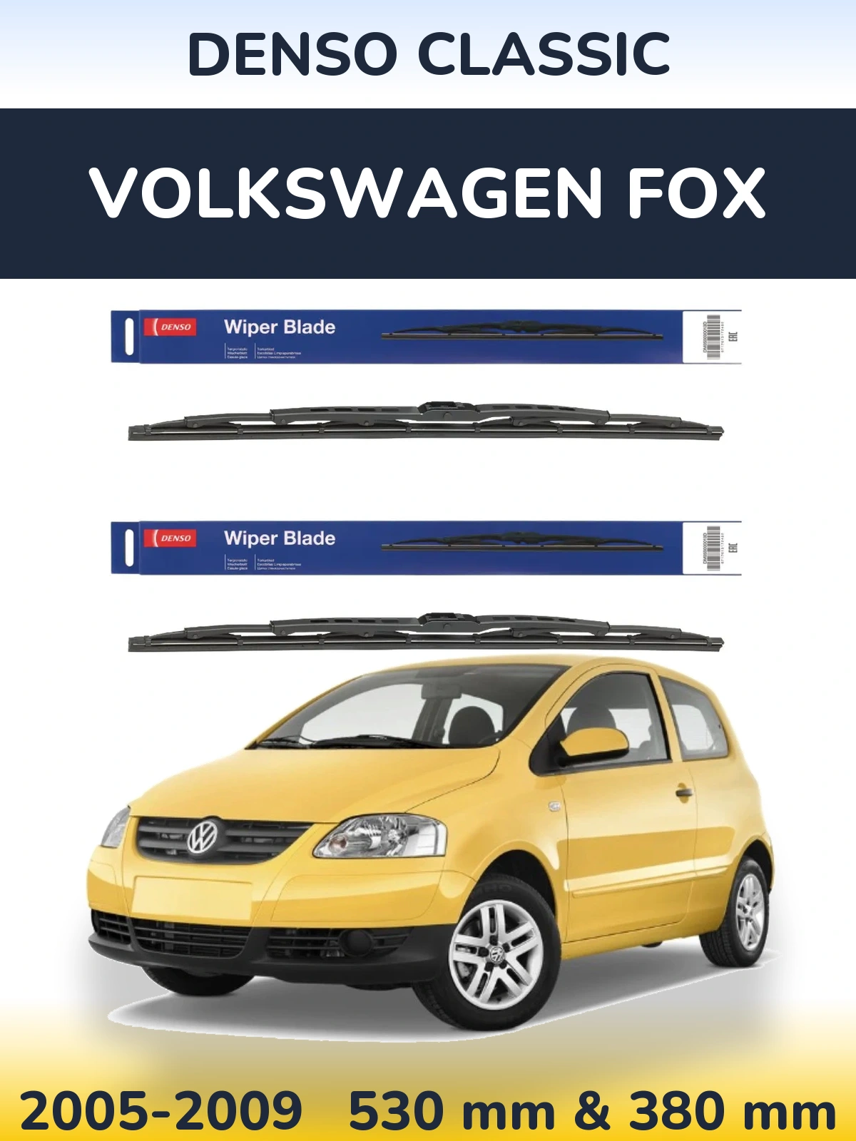 Komplet przednich wycieraczek Denso Classic 530 & 380 mm do Volkswagen Fox 2005-2009
