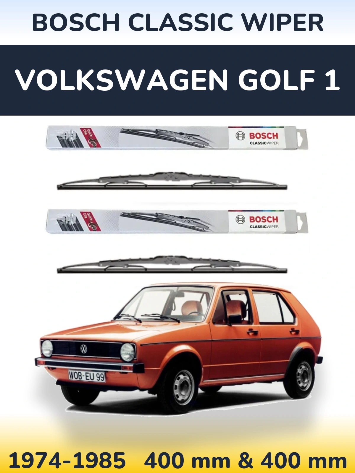 Komplet przednich wycieraczek BOSCH Classic Wiper 400 & 400 mm do Volkswagen Golf 1 1974-1985