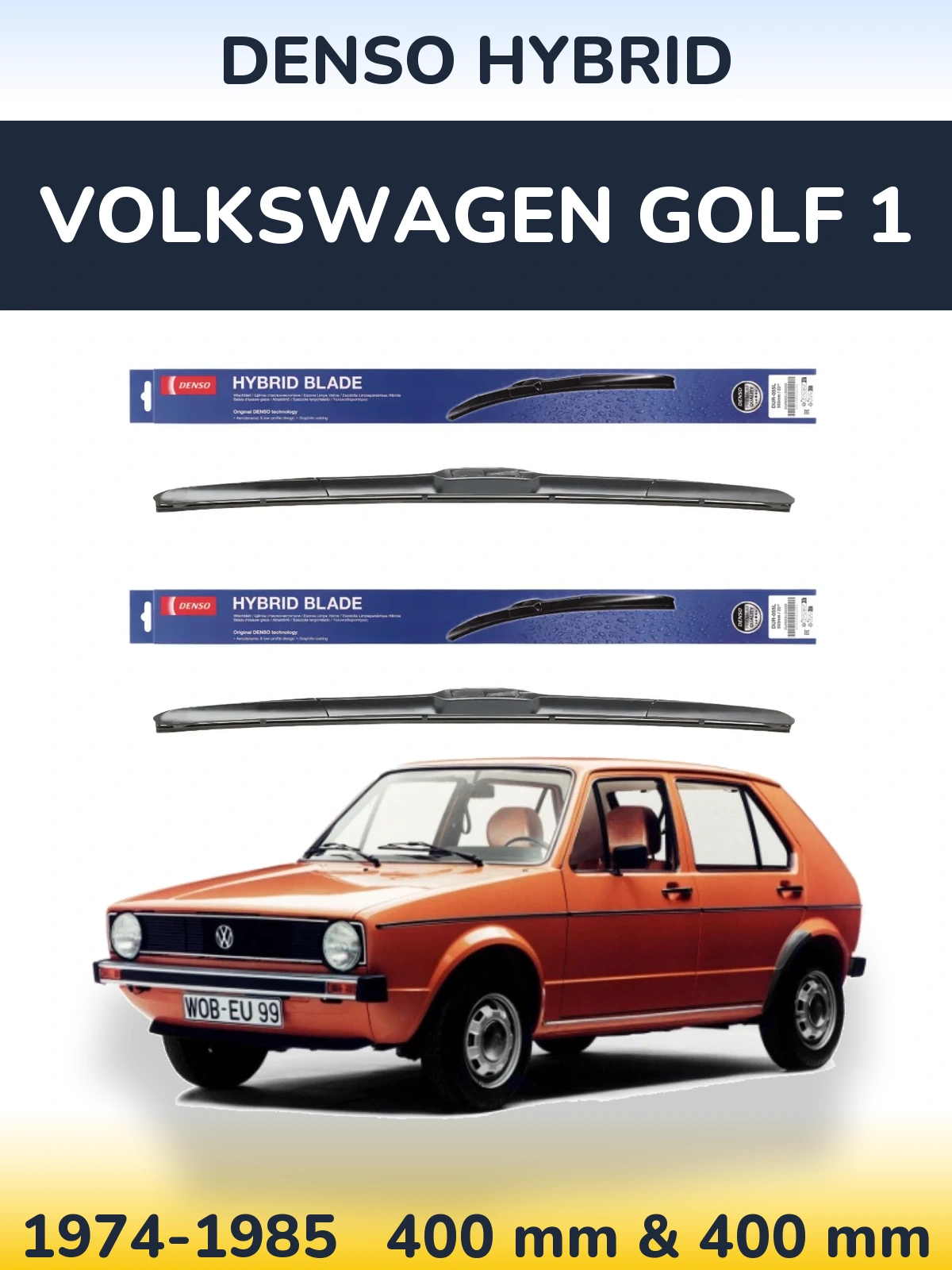Komplet przednich wycieraczek Denso Hybrid 400 & 400 mm do Volkswagen Golf 1 1974-1985