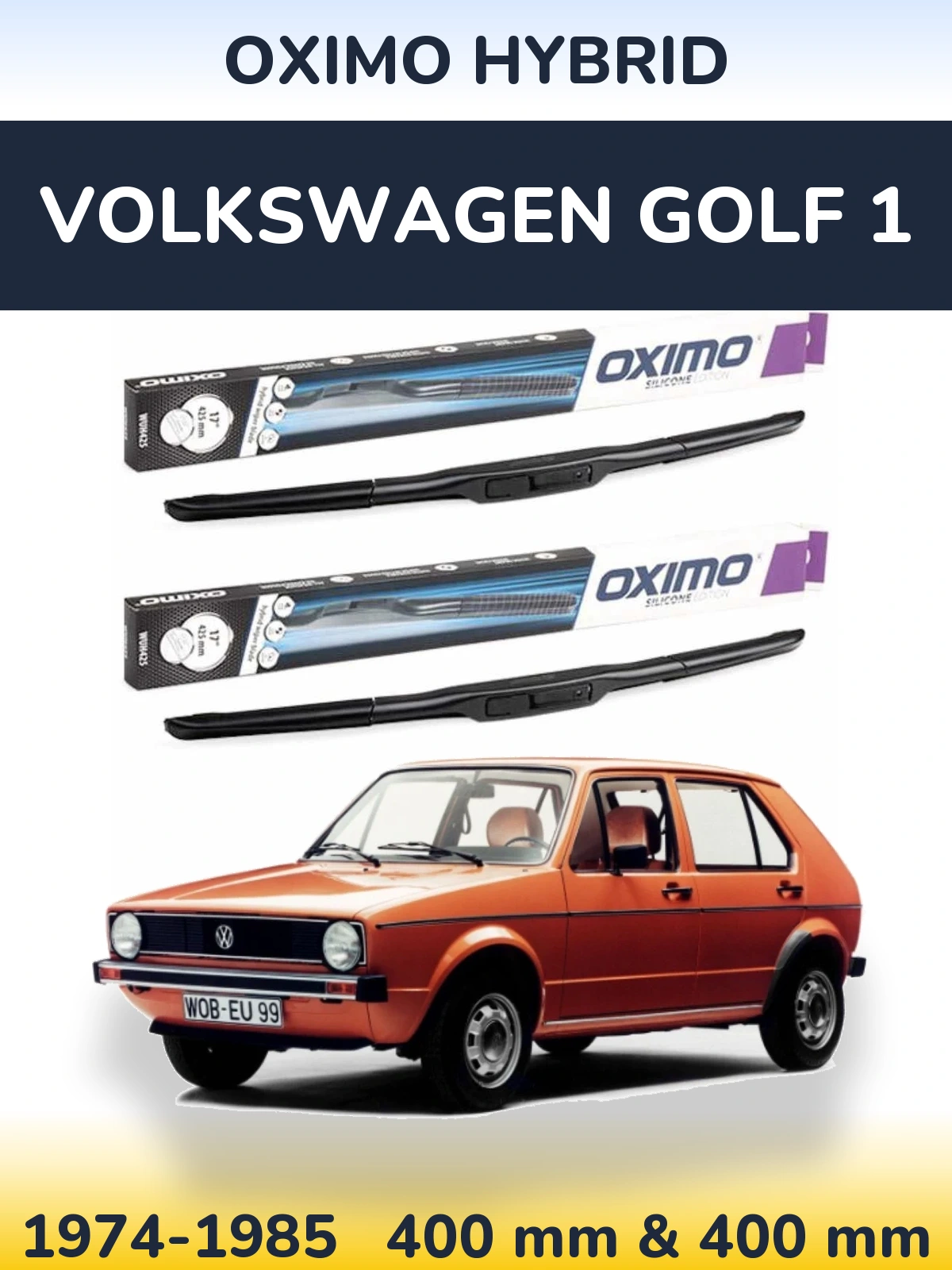 Komplet przednich wycieraczek Oximo Hybrid 400 & 400 mm do Volkswagen Golf 1 1974-1985