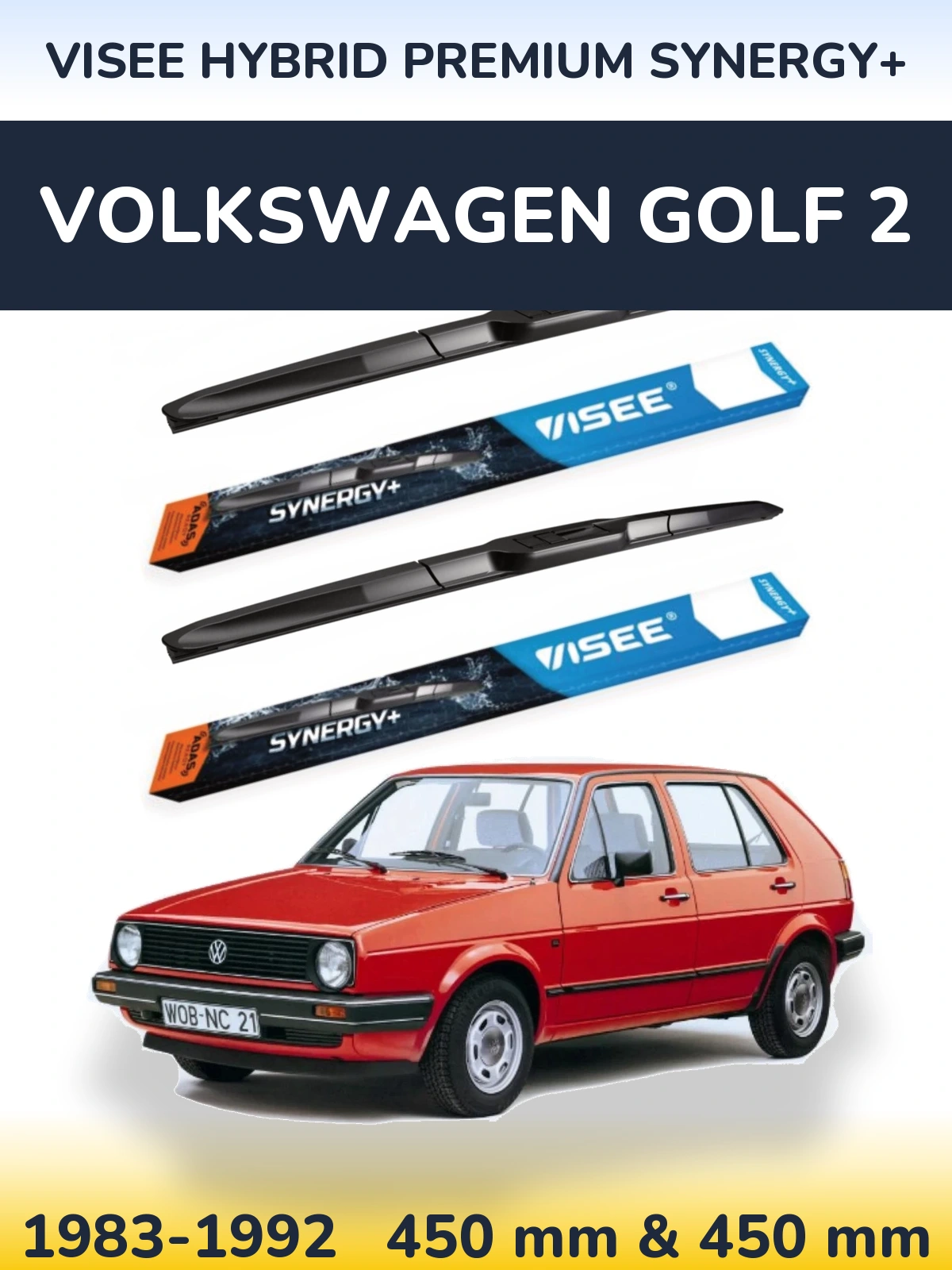 Комплект передних дворников VISEE HYBRID PREMIUM SYNERGY+ 450 & 450 мм для Volkswagen Golf 2 1983-1992