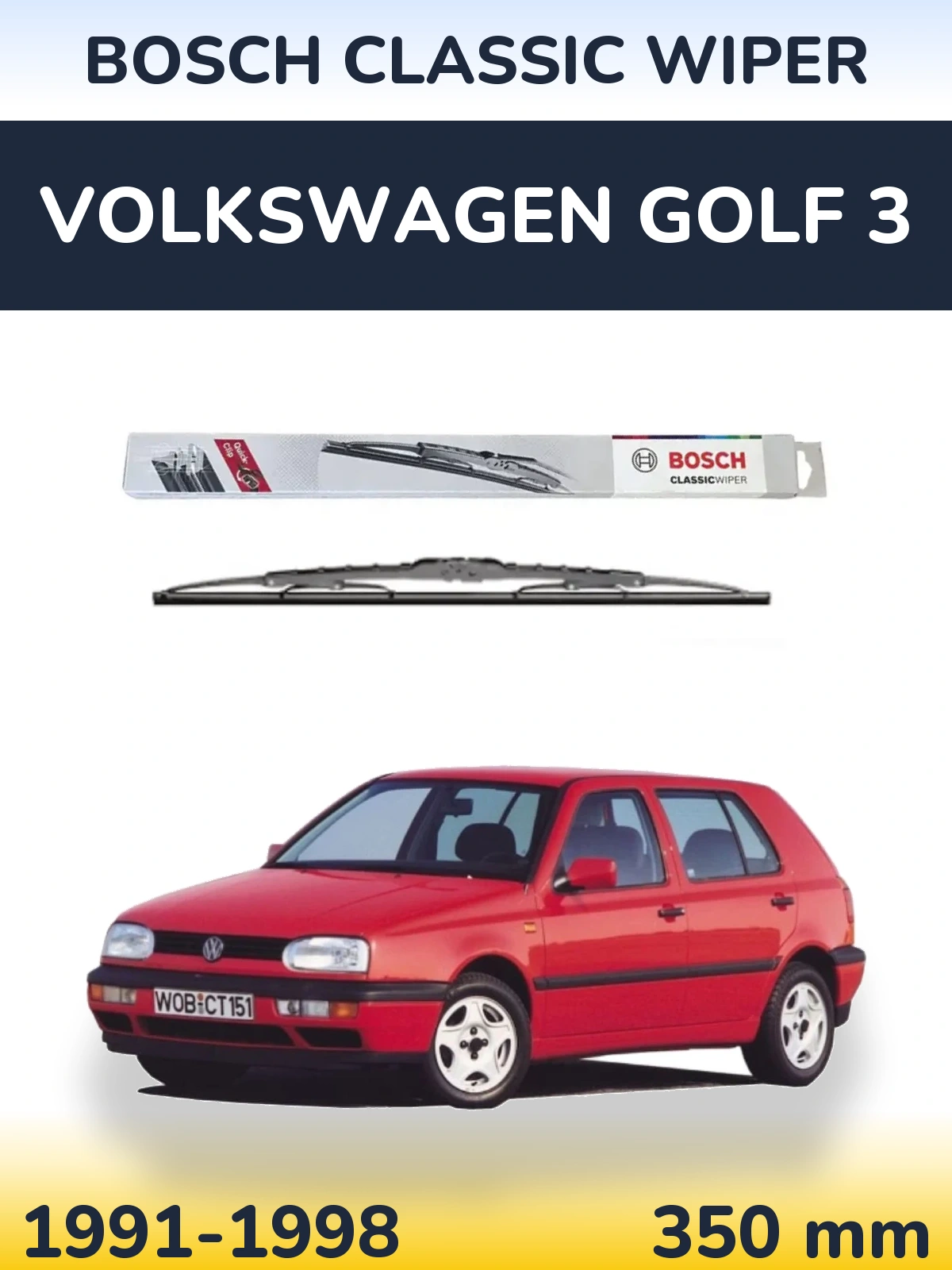 Tylna wycieraczka BOSCH Classic Wiper 340 mm do Volkswagen Golf 3 1991-1998