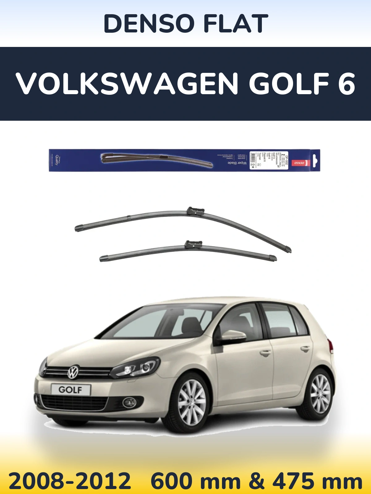 Комплект передних дворников Denso Flat 600 & 475 мм для Volkswagen Golf 6 2008-2012