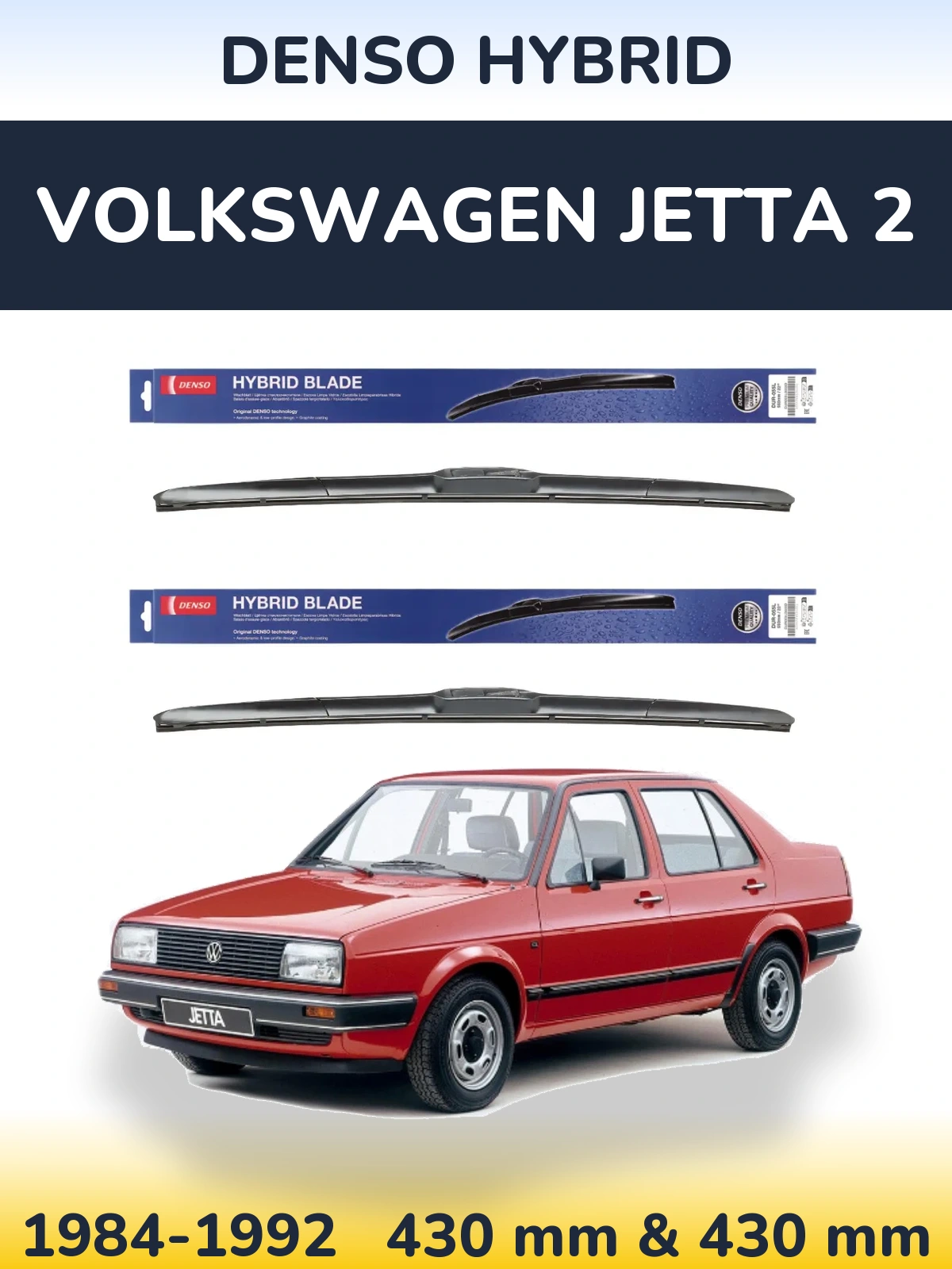 Komplet przednich wycieraczek Denso Hybrid 430 & 430 mm do Volkswagen Jetta 2 1984-1992
