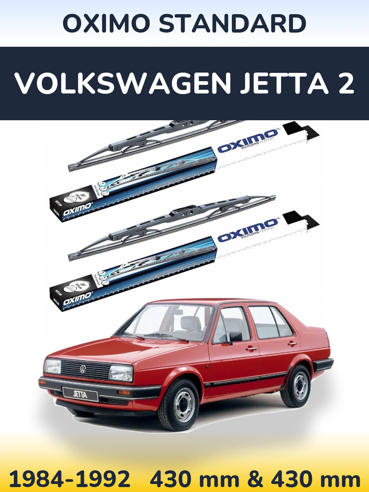 Front wiper blade set Oximo Standard 425 & 425 mm for Volkswagen Jetta 2 1984-1992