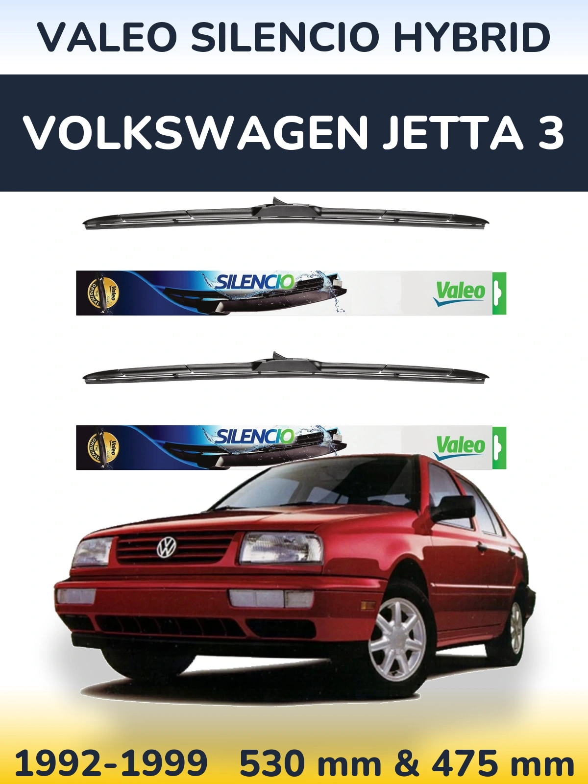 Комплект передних дворников Valeo Silencio Hybrid 530 & 475 мм для Volkswagen Jetta 3 1992-1999