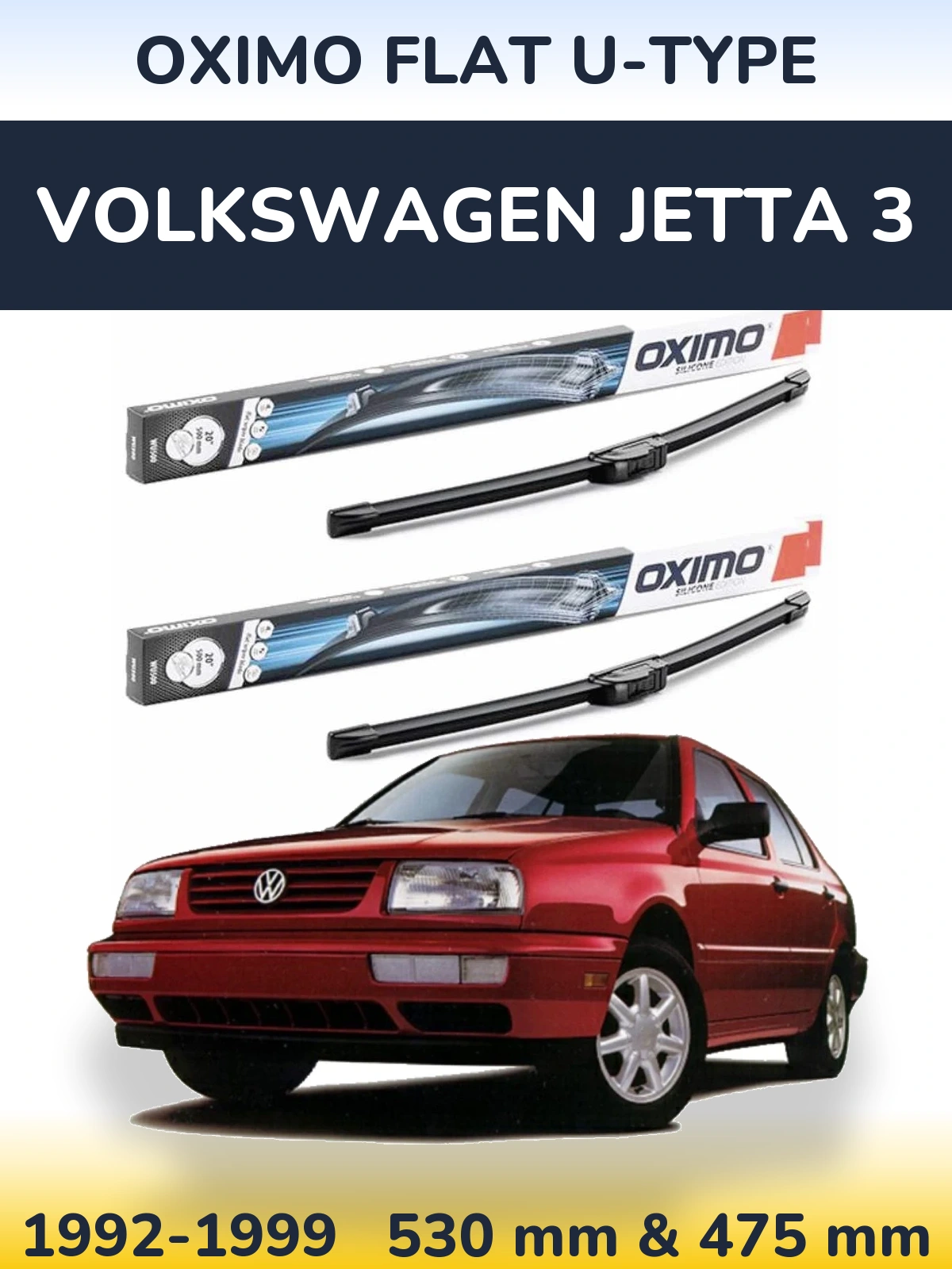 Komplet przednich wycieraczek Oximo Flat U-type 530 & 475 mm do Volkswagen Jetta 3 1992-1999