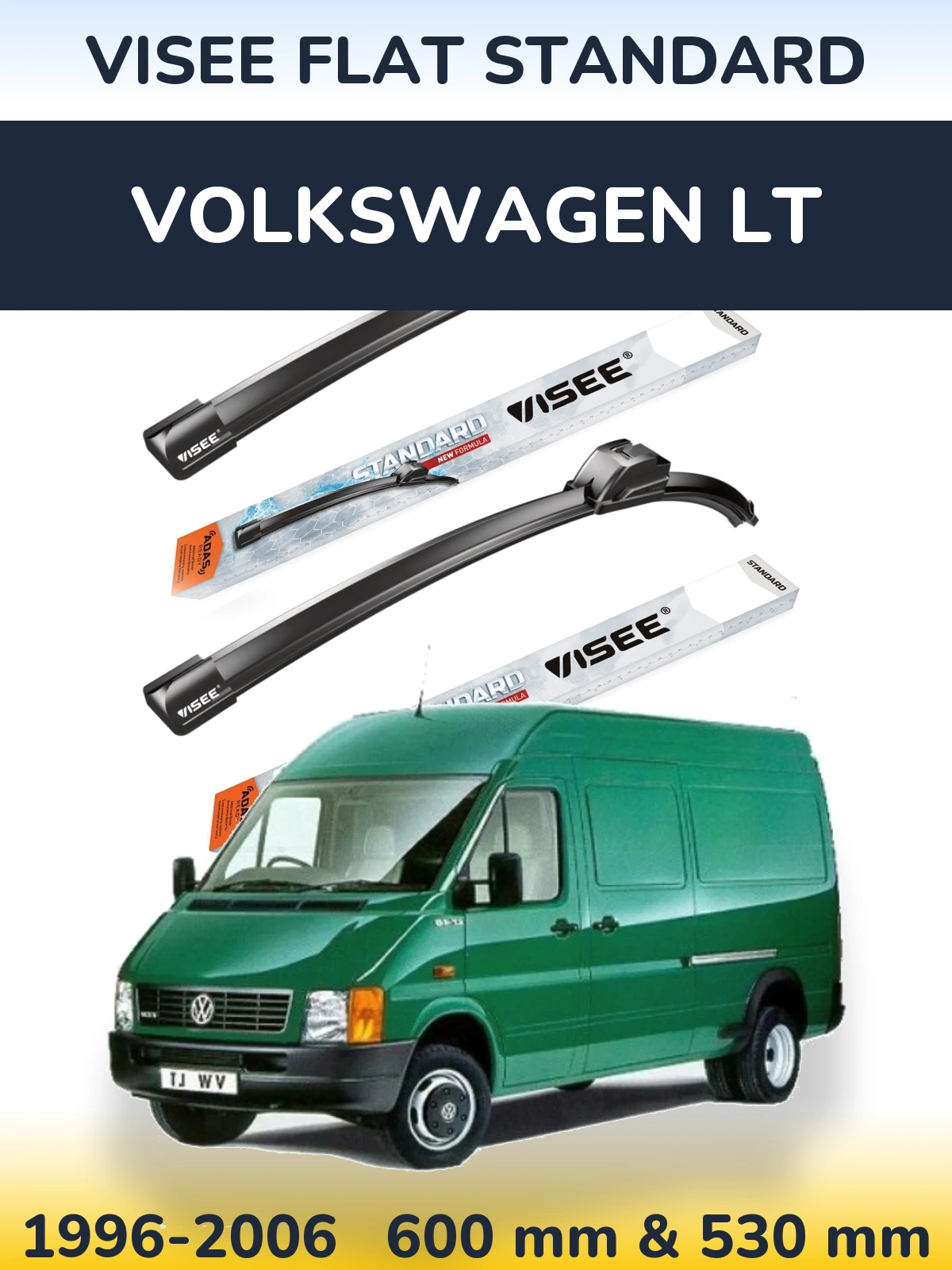 Комплект передних дворников VISEE FLAT STANDARD 600 & 530 мм для Volkswagen LT 1996-2006