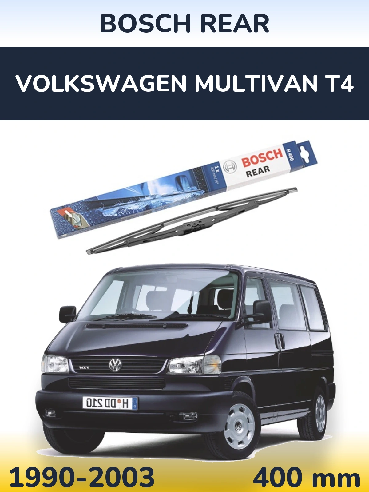 Rear wiper blade BOSCH Rear 400 mm for Volkswagen Multivan T4 1990-2003