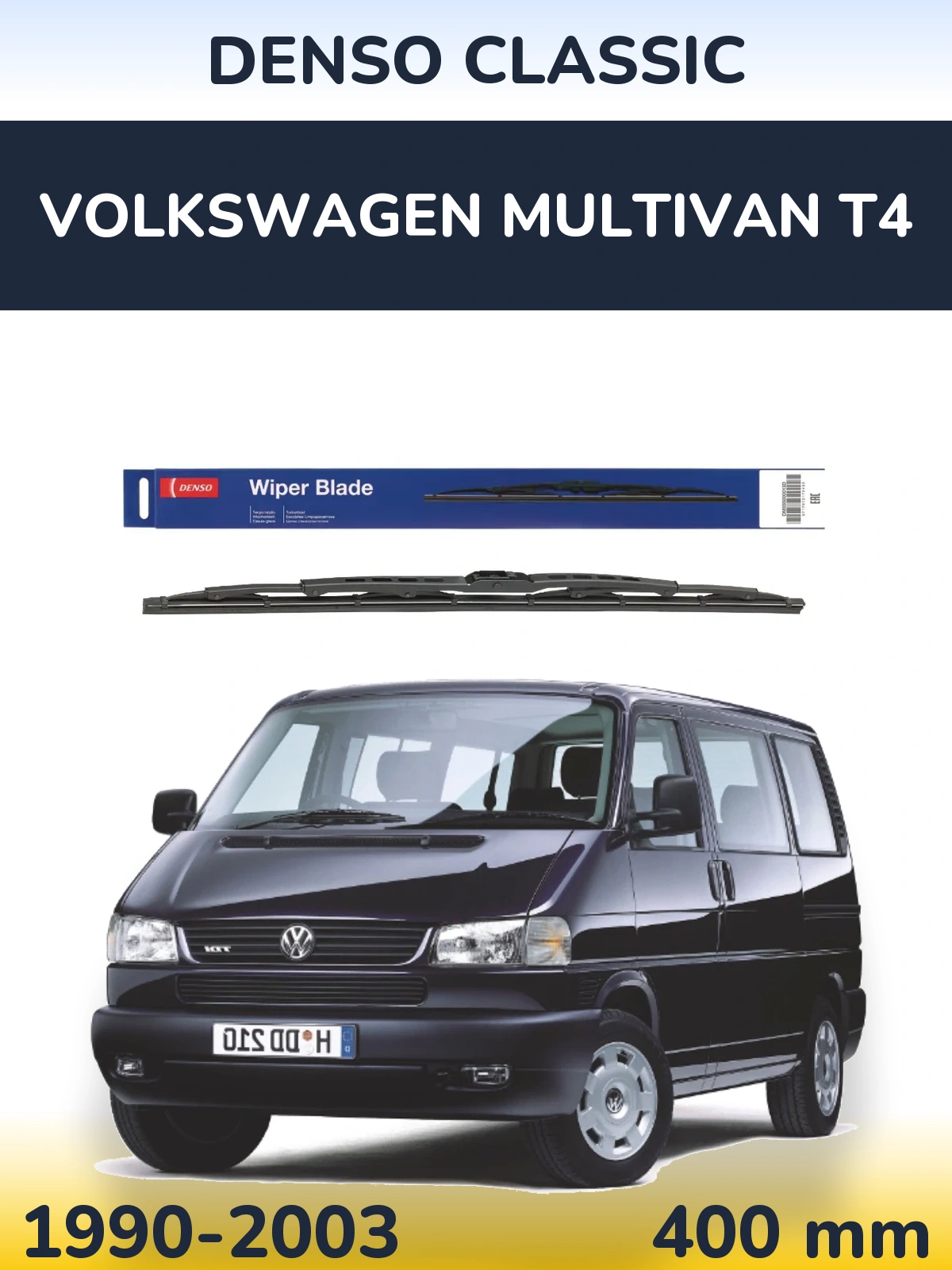 Rear wiper blade Denso Classic 400 mm for Volkswagen Multivan T4 1990-2003