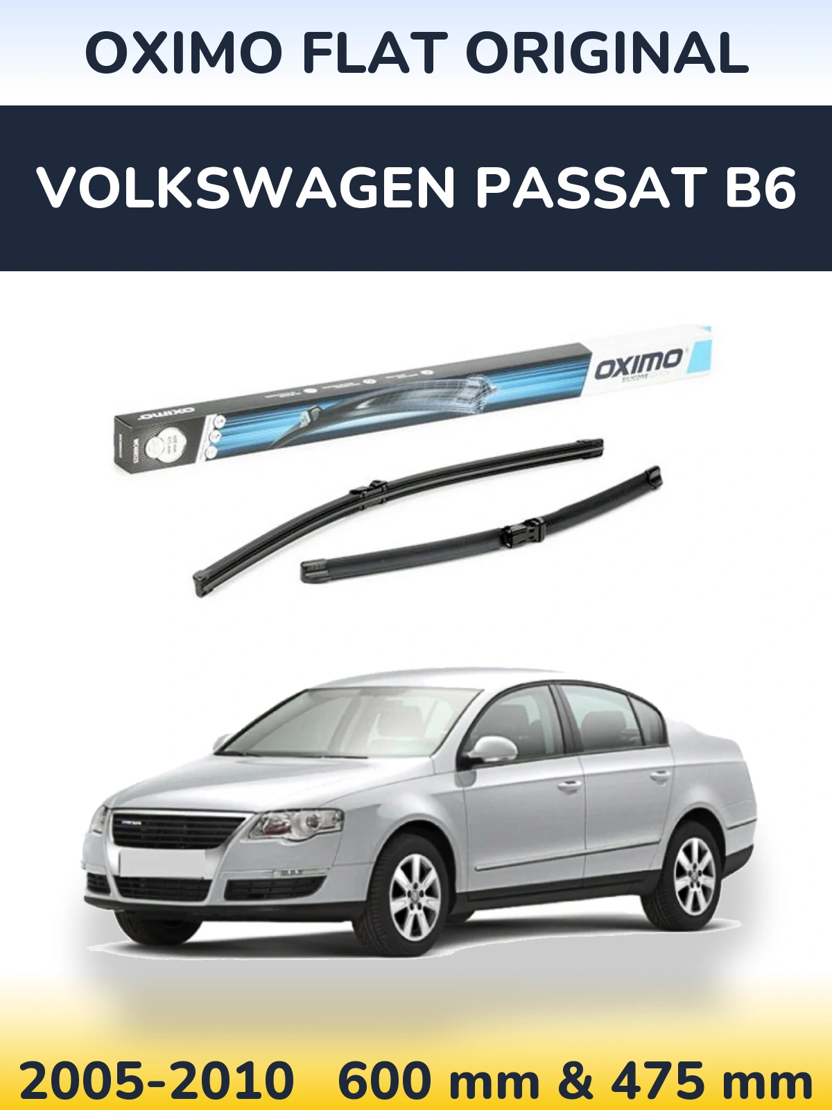 Komplet przednich wycieraczek Oximo Flat Original 600 & 475 mm do Volkswagen Passat B6 2005-2010