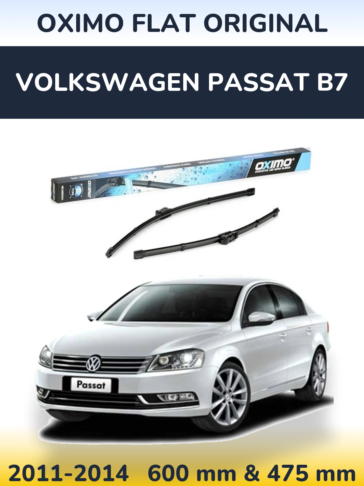 Komplet przednich wycieraczek Oximo Flat Original 600 & 475 mm do Volkswagen Passat B7 2011-2014