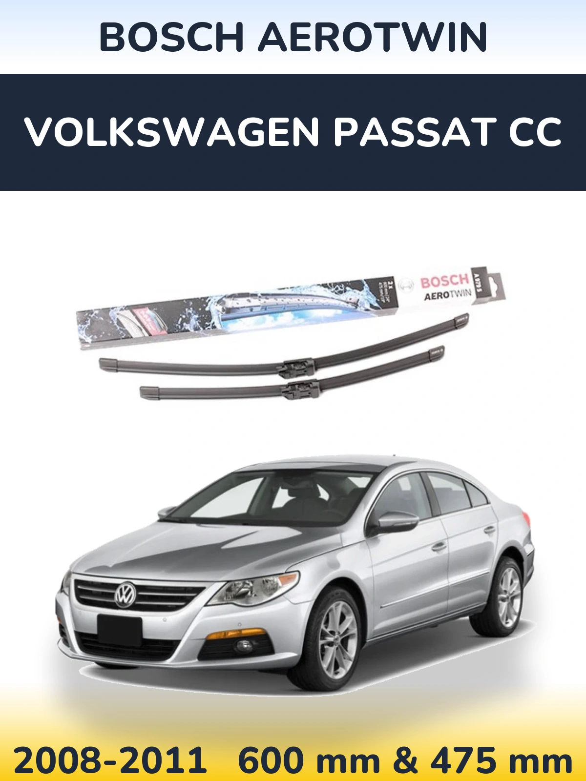 Komplet przednich wycieraczek BOSCH AeroTwin 600 & 475 mm do Volkswagen Passat CC 2008-2011