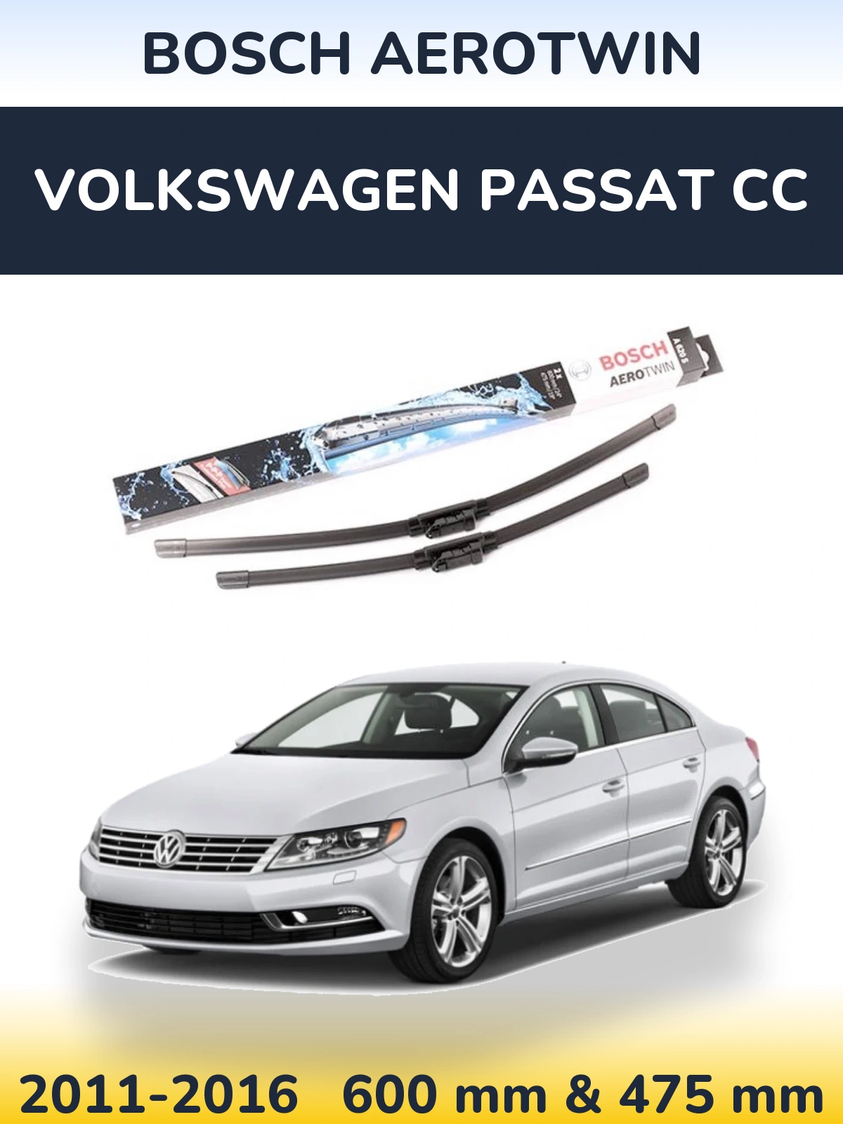 Komplet przednich wycieraczek BOSCH AeroTwin 600 & 475 mm do Volkswagen Passat CC 2011-2016