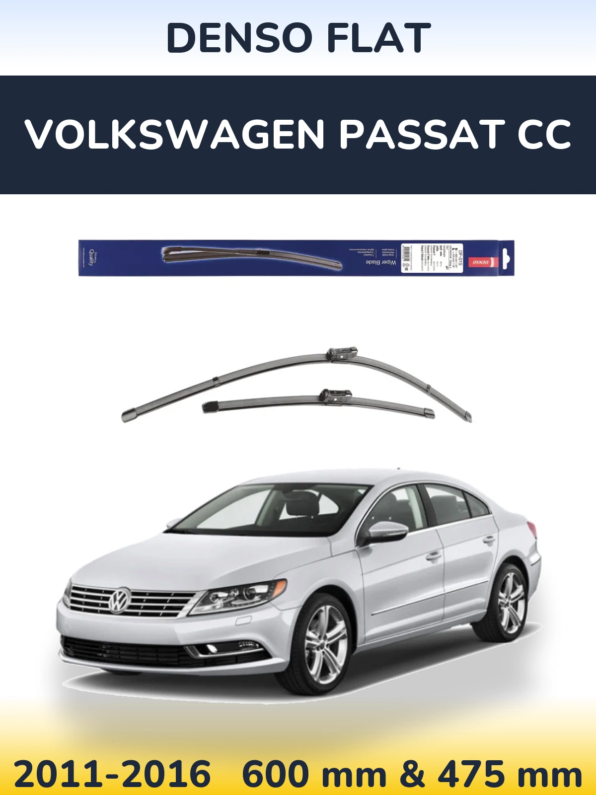 Komplet przednich wycieraczek Denso Flat 600 & 475 mm do Volkswagen Passat CC 2011-2016