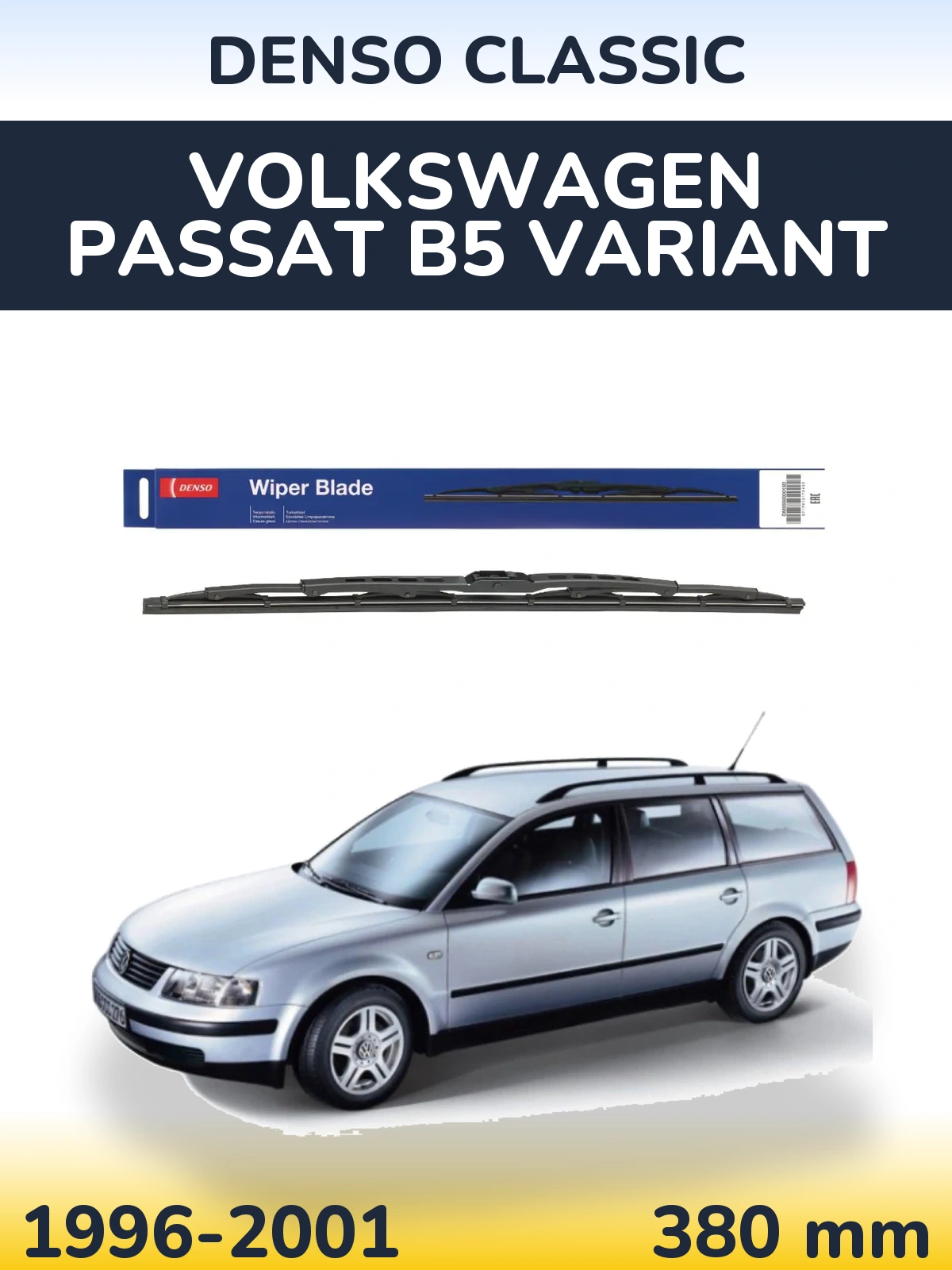 Tylna wycieraczka Denso Classic 380 mm do Volkswagen Passat B5 Variant 1996-2001