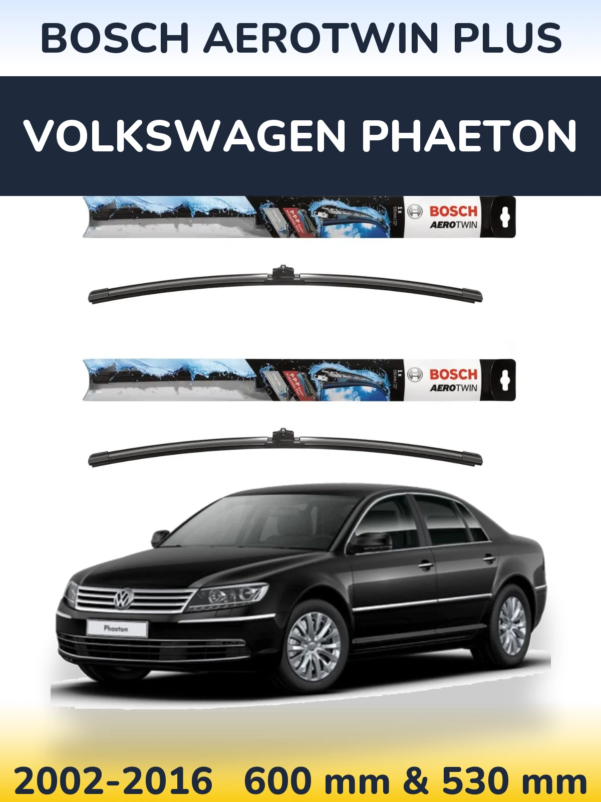 Komplet przednich wycieraczek BOSCH AeroTwin Plus 600 & 530 mm do Volkswagen Phaeton 2002-2016