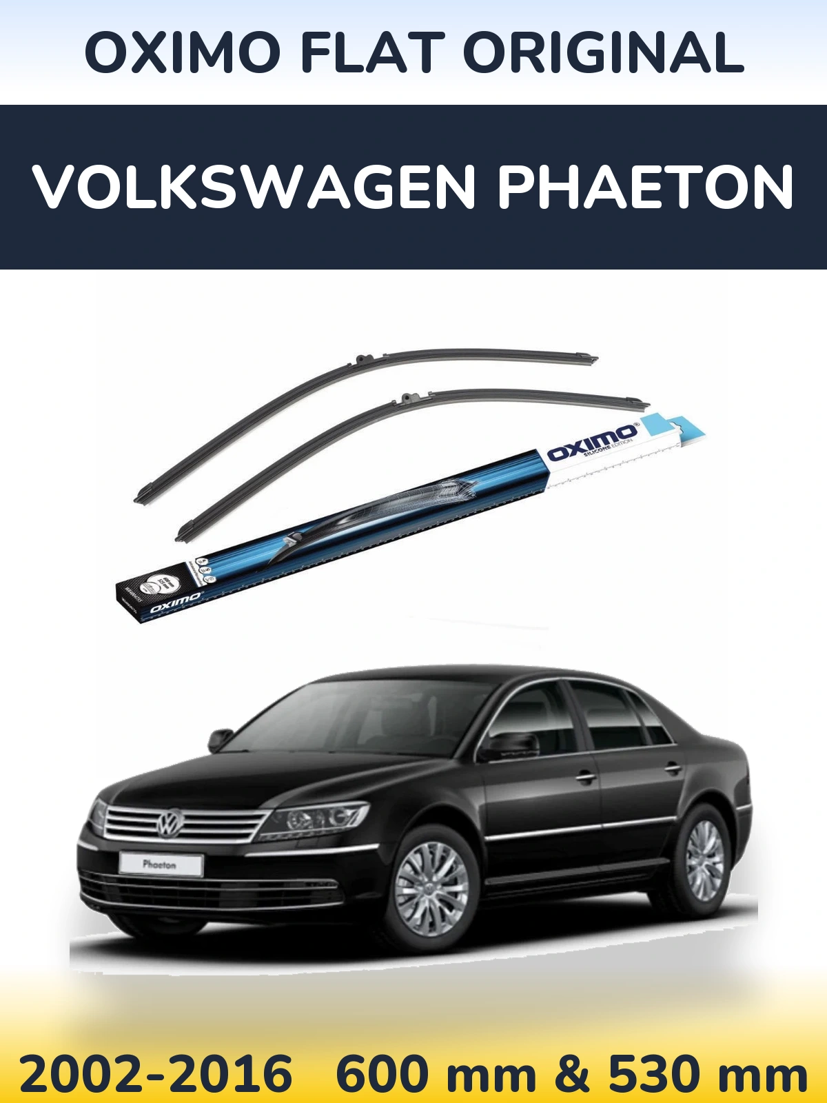 Комплект передних дворников Oximo Flat Original 600 & 530 мм для Volkswagen Phaeton 2002-2016