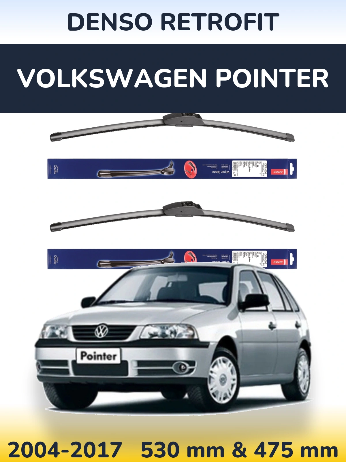Комплект передних дворников Denso Retrofit 530 & 475 мм для Volkswagen Pointer 2004-2017