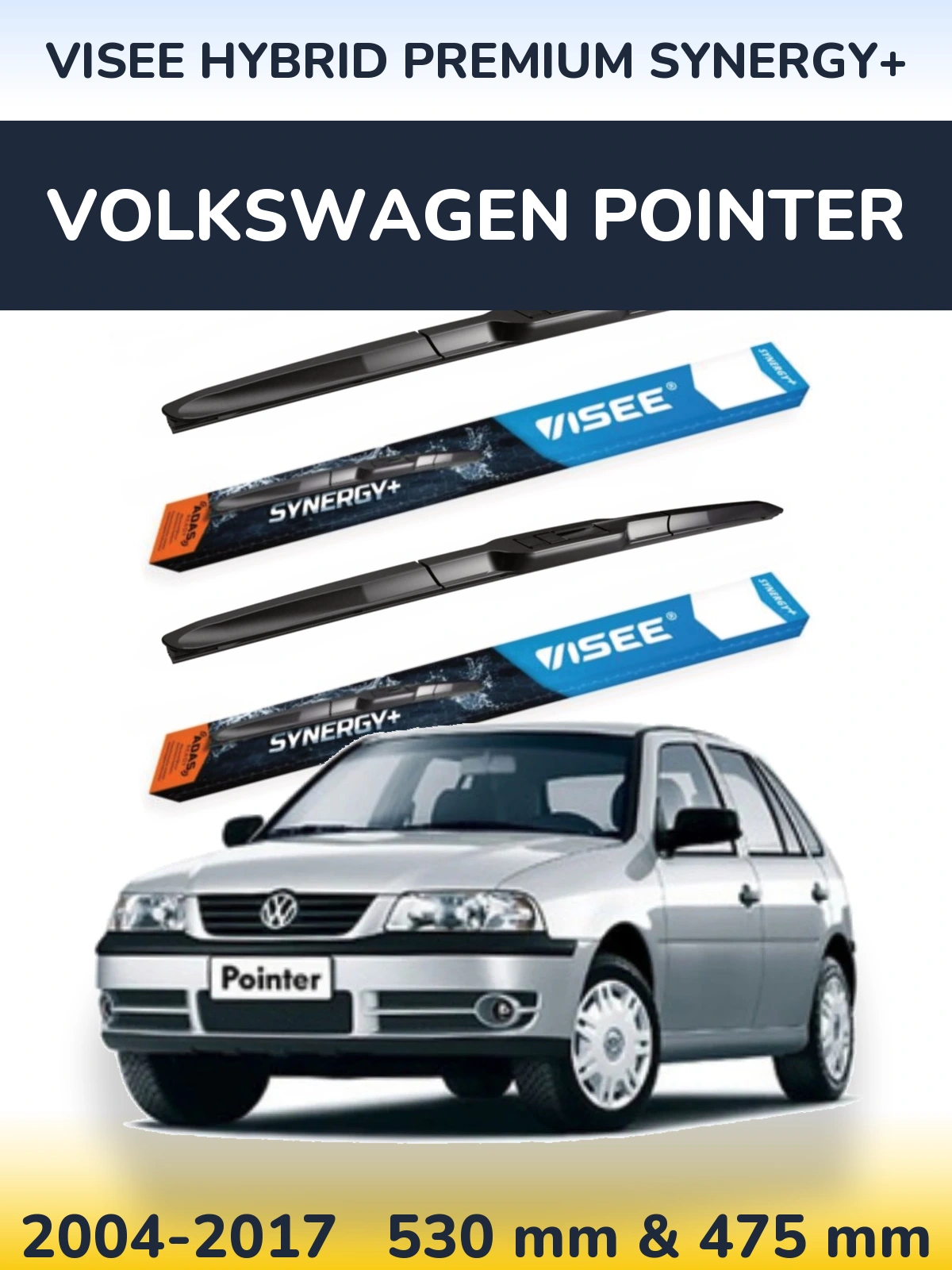Komplet przednich wycieraczek VISEE HYBRID PREMIUM SYNERGY+ 530 & 475 mm do Volkswagen Pointer 2004-2017