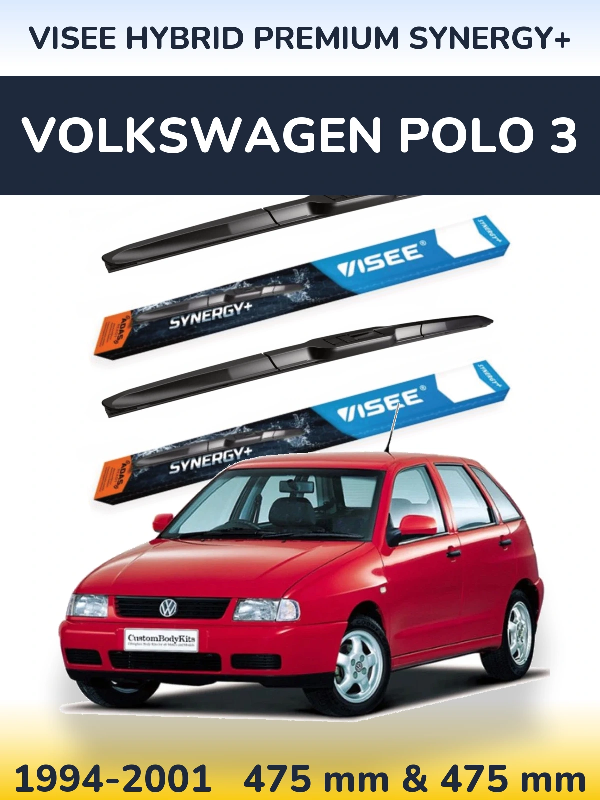 Komplet przednich wycieraczek VISEE HYBRID PREMIUM SYNERGY+ 475 & 475 mm do Volkswagen Polo 3 1994-2001