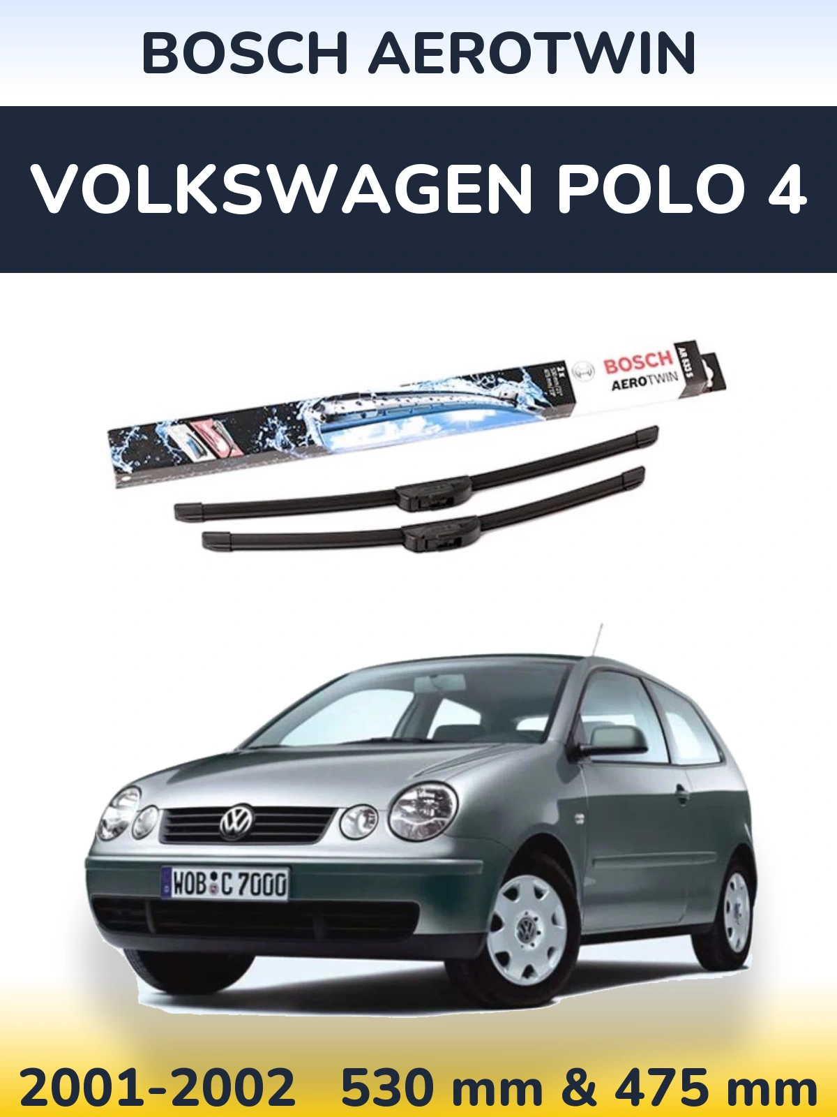 Komplet przednich wycieraczek BOSCH AeroTwin 530 & 475 mm do Volkswagen Polo 4 2001-2002