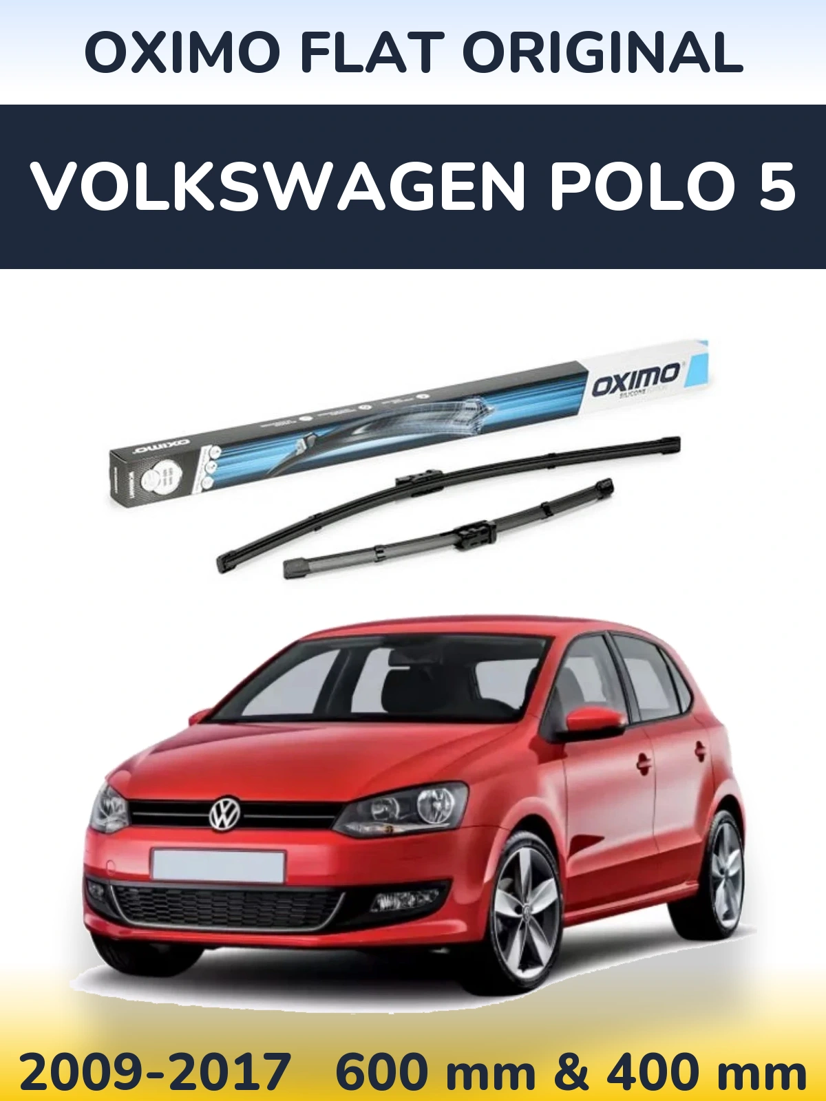 Комплект передних дворников Oximo Flat Original 600 & 400 мм для Volkswagen Polo 5 2009-2017