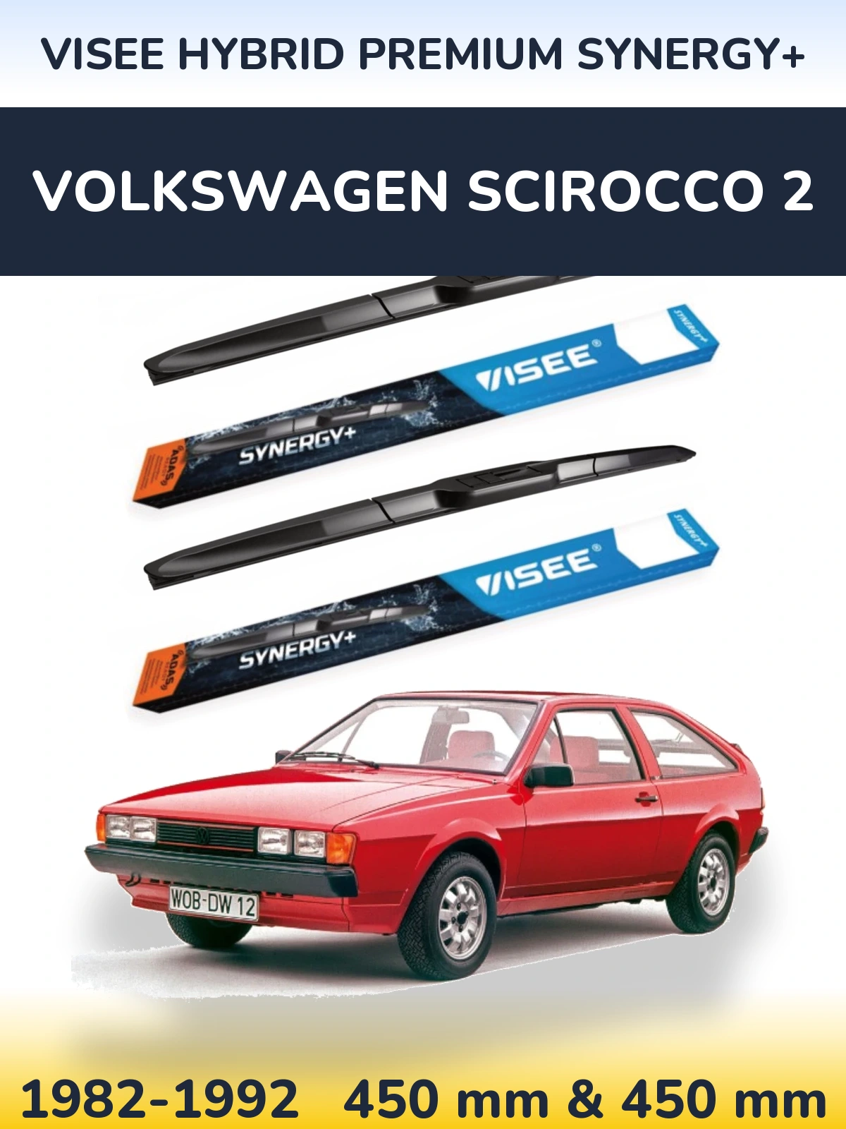 Komplet przednich wycieraczek VISEE HYBRID PREMIUM SYNERGY+ 450 & 450 mm do Volkswagen Scirocco 2 1982-1992