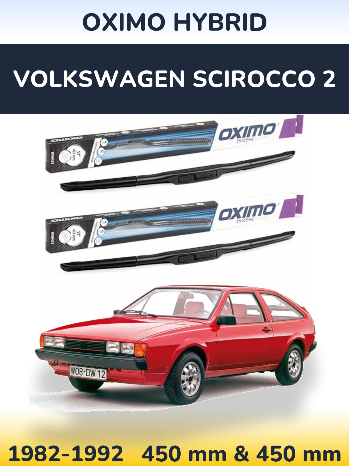 Komplet przednich wycieraczek Oximo Hybrid 450 & 450 mm do Volkswagen Scirocco 2 1982-1992