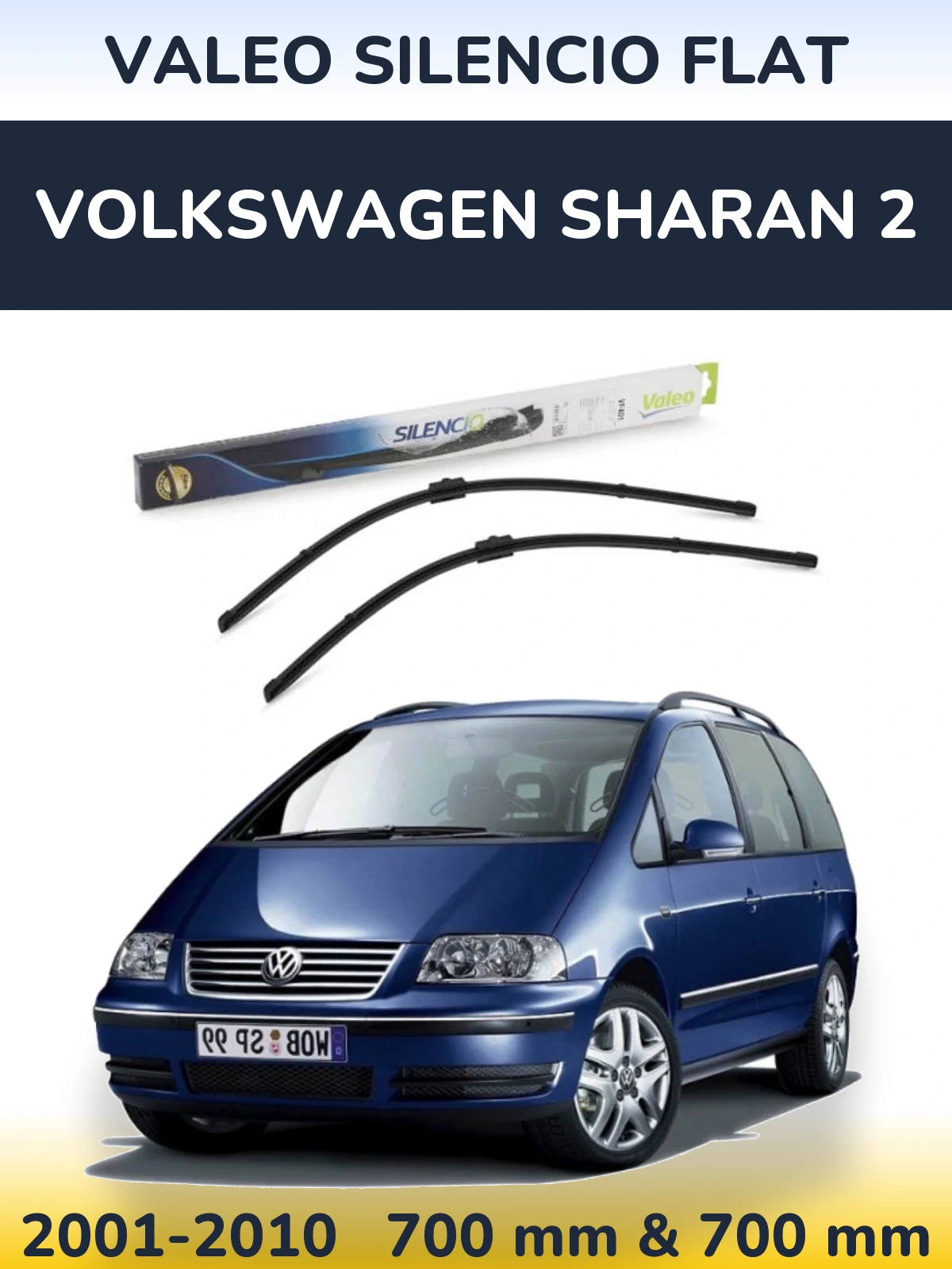 Komplet przednich wycieraczek Valeo Silencio Flat 700 & 700 mm do Volkswagen Sharan 2 2001-2010