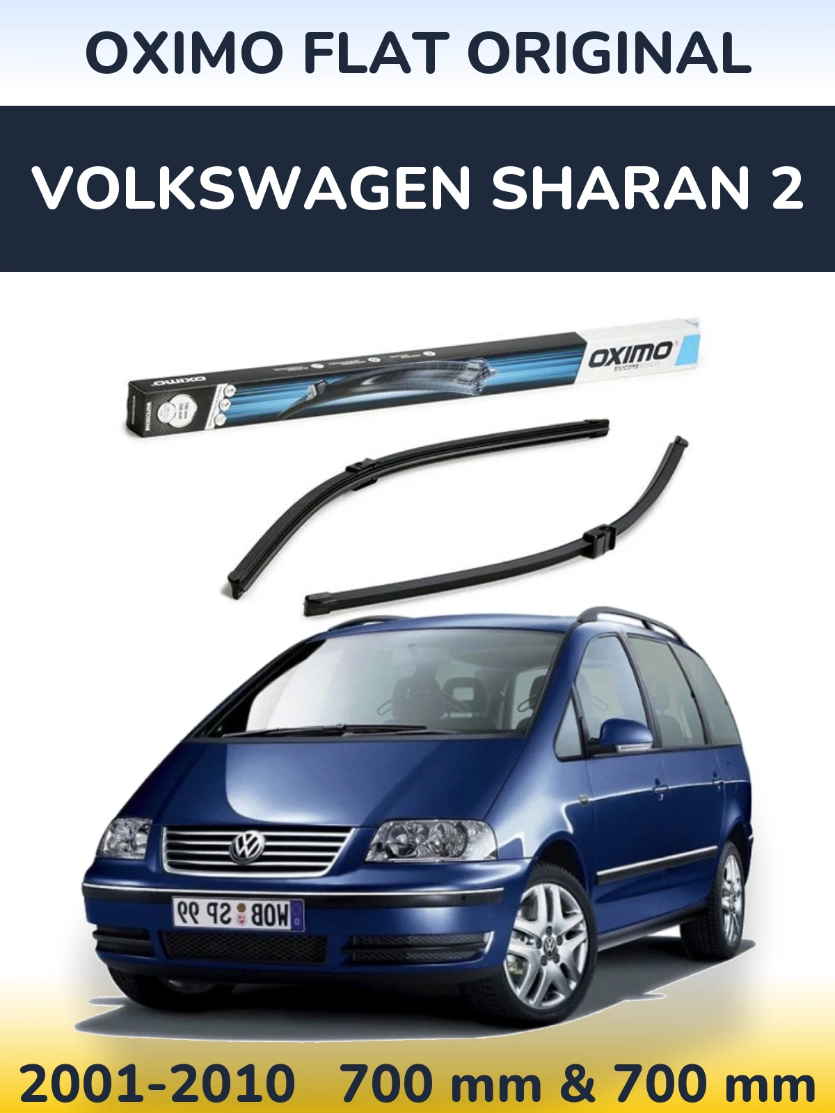 Front wiper blade set Oximo Flat Original 700 & 700 mm for Volkswagen Sharan 2 2001-2010