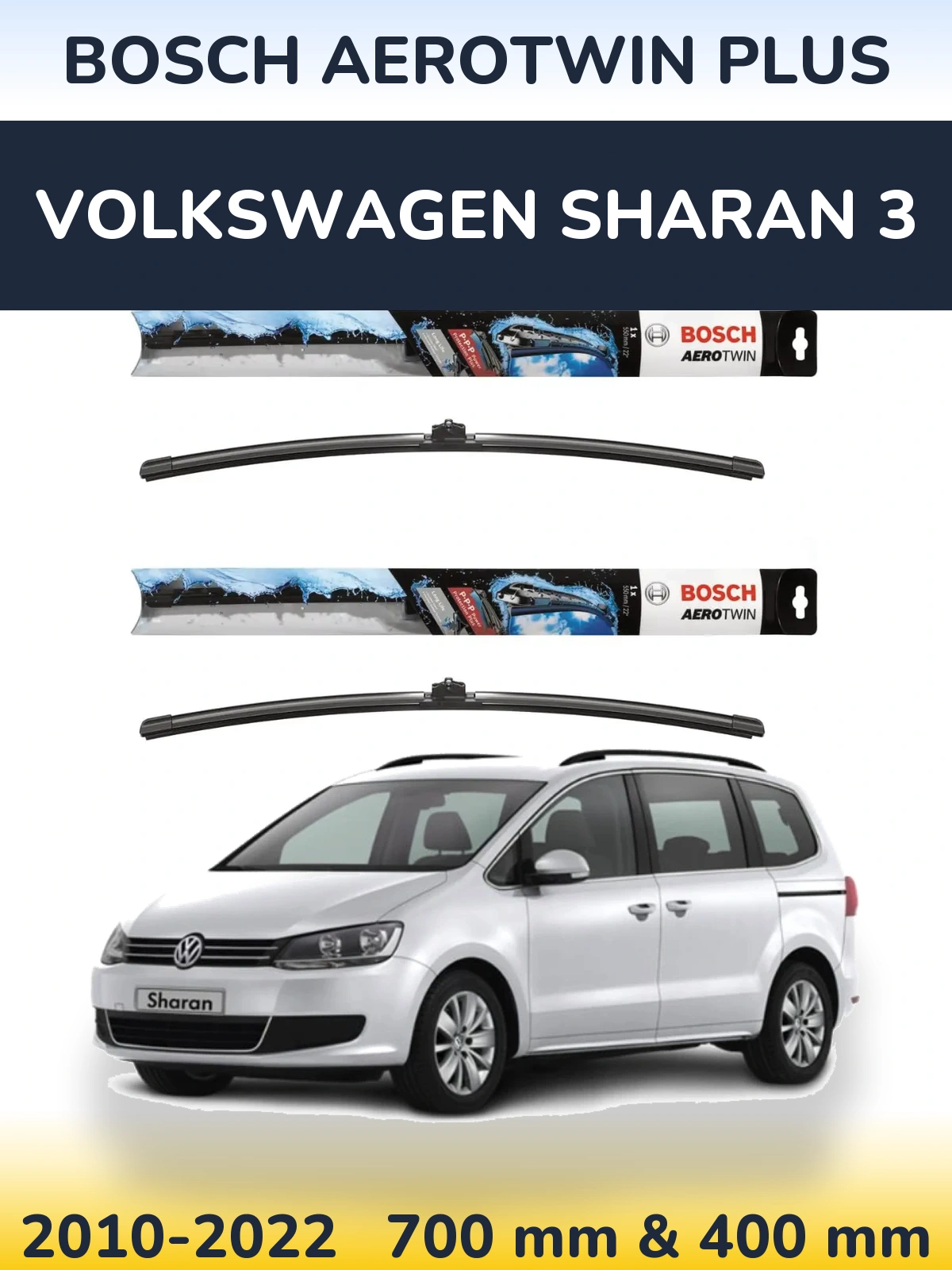 Komplet przednich wycieraczek BOSCH AeroTwin Plus 700 & 400 mm do Volkswagen Sharan 3 2010-2022
