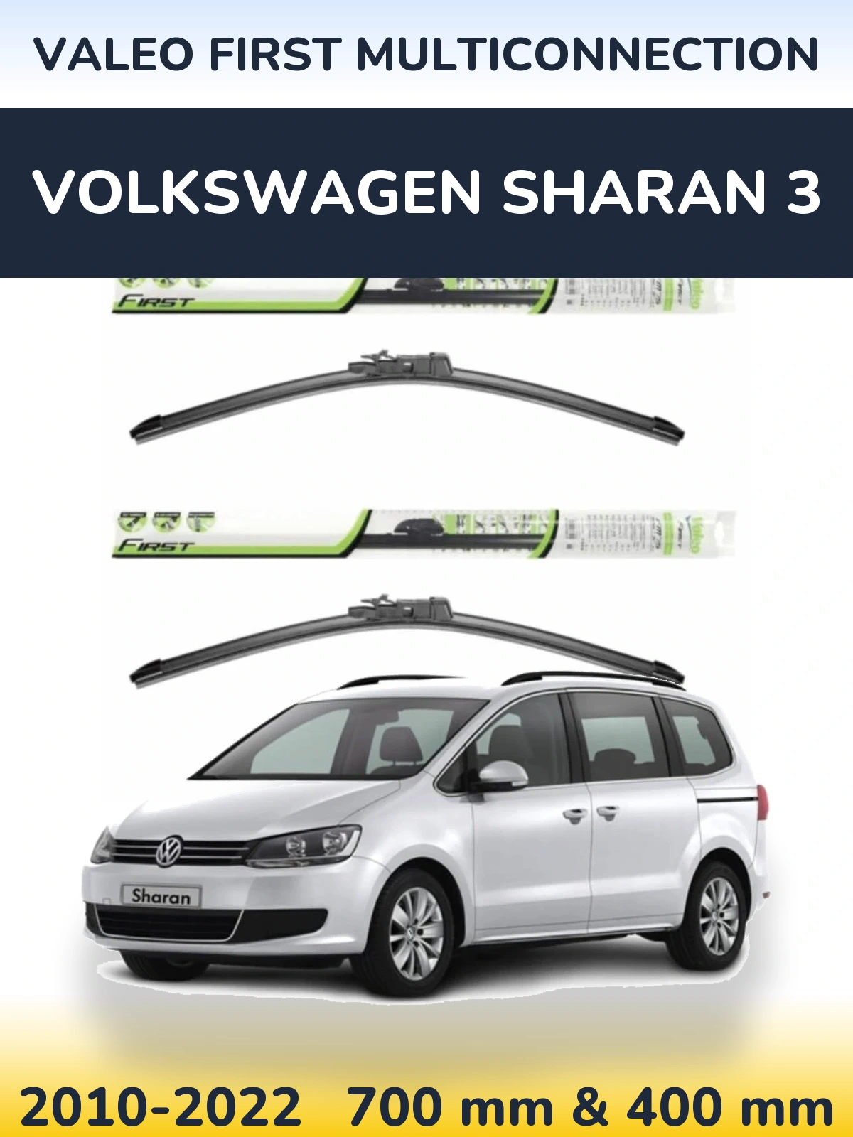 Komplet przednich wycieraczek Valeo First MultiConnection 700 & 400 mm do Volkswagen Sharan 3 2010-2022
