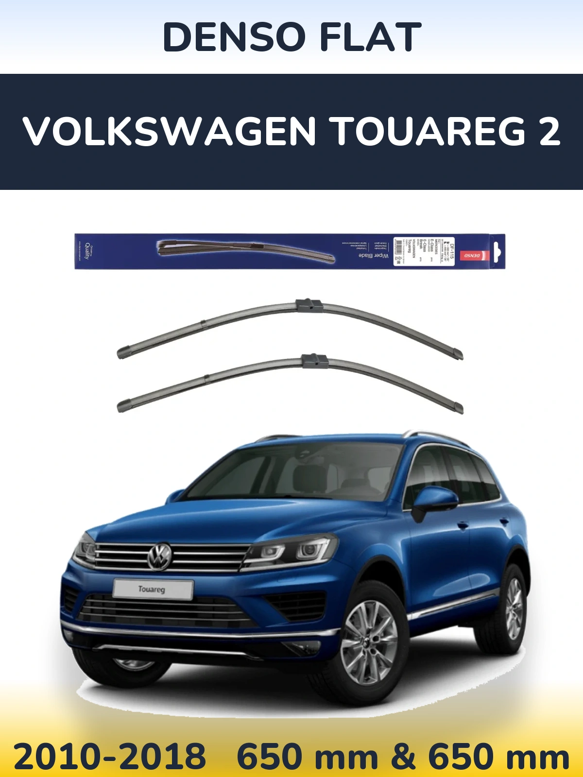 Komplet przednich wycieraczek Denso Flat 650 & 650 mm do Volkswagen Touareg 2 2010-2018