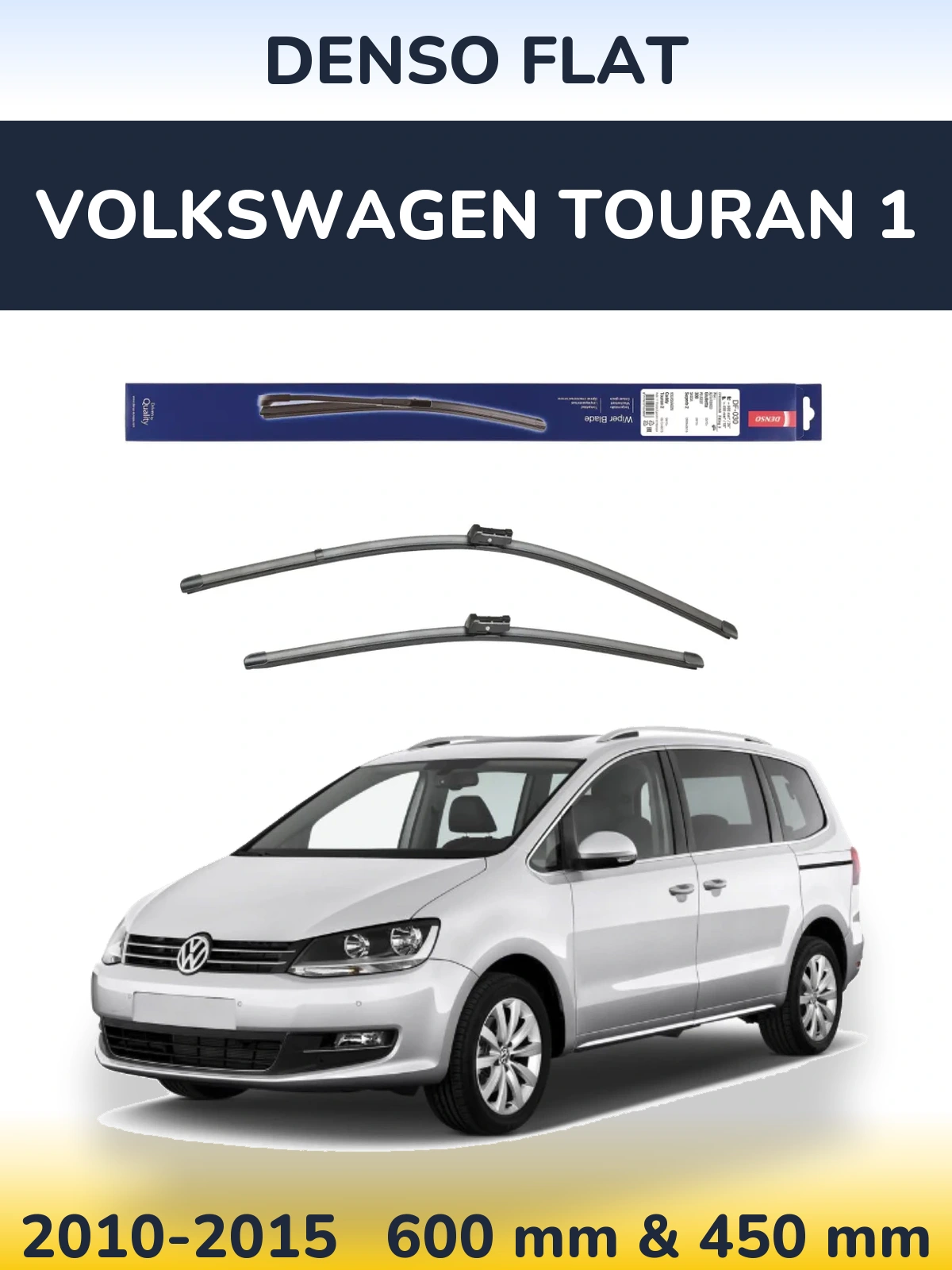 Komplet przednich wycieraczek Denso Flat 600 & 450 mm do Volkswagen Touran 1 2010-2015