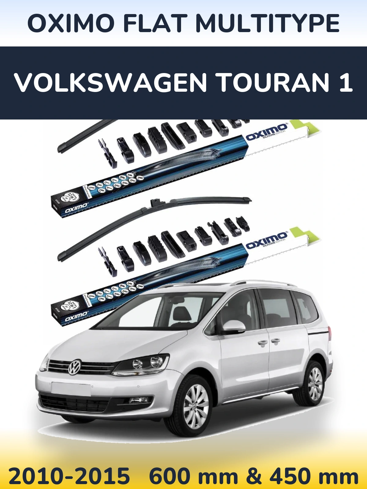 Komplet przednich wycieraczek Oximo Flat MultiType 600 & 450 mm do Volkswagen Touran 1 2010-2015