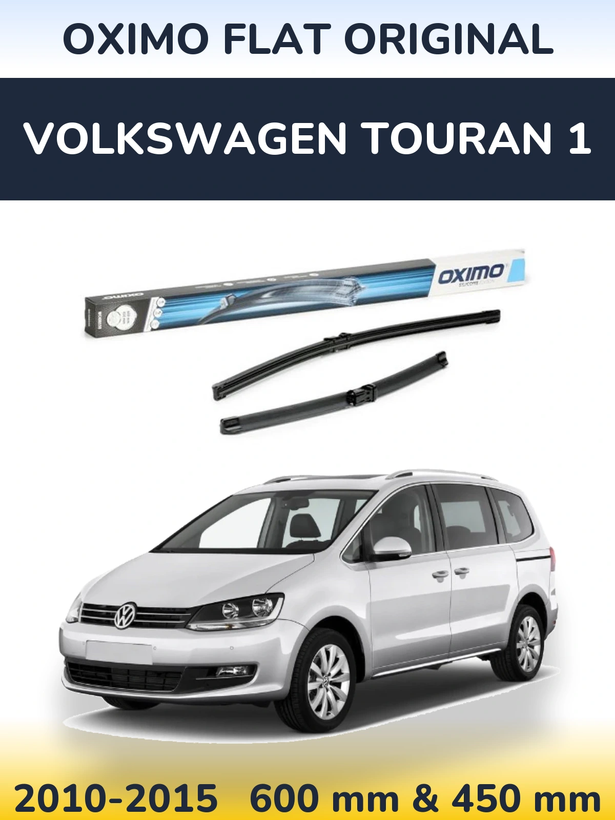 Komplet przednich wycieraczek Oximo Flat Original 600 & 450 mm do Volkswagen Touran 1 2010-2015