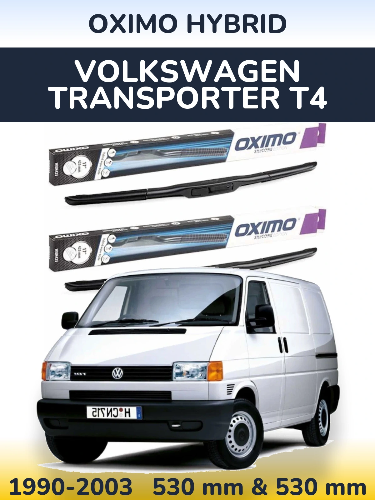 Komplet przednich wycieraczek Oximo Hybrid 530 & 530 mm do Volkswagen Transporter T4 1990-2003