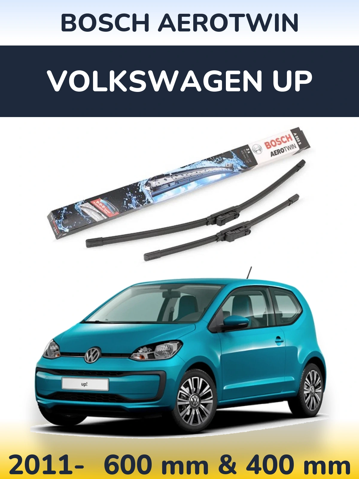 Komplet przednich wycieraczek BOSCH AeroTwin 600 & 400 mm do Volkswagen Up 2011-2026