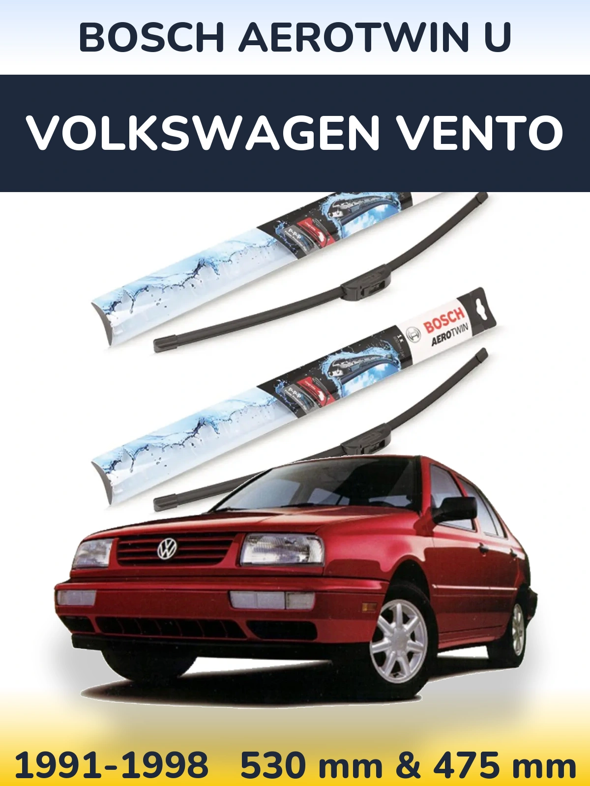 Komplet przednich wycieraczek BOSCH AeroTwin U 530 & 475 mm do Volkswagen Vento 1991-1998