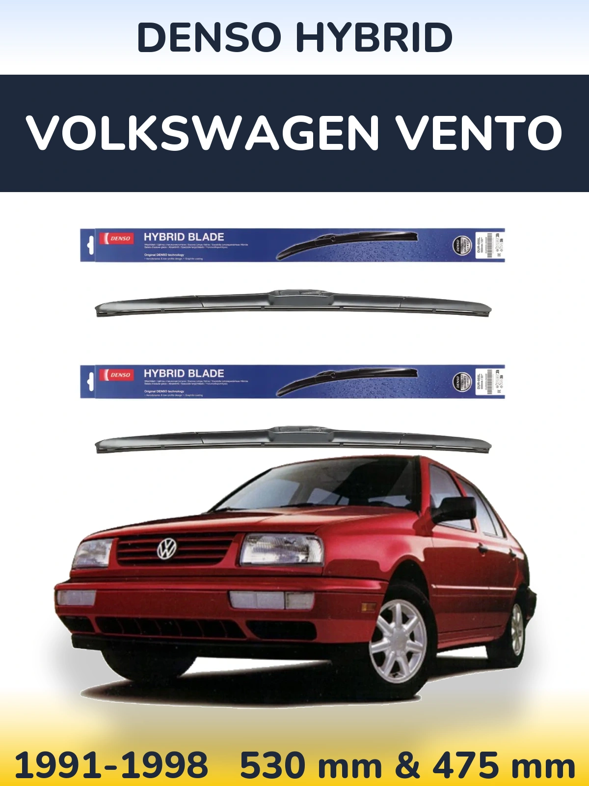 Komplet przednich wycieraczek Denso Hybrid 530 & 475 mm do Volkswagen Vento 1991-1998