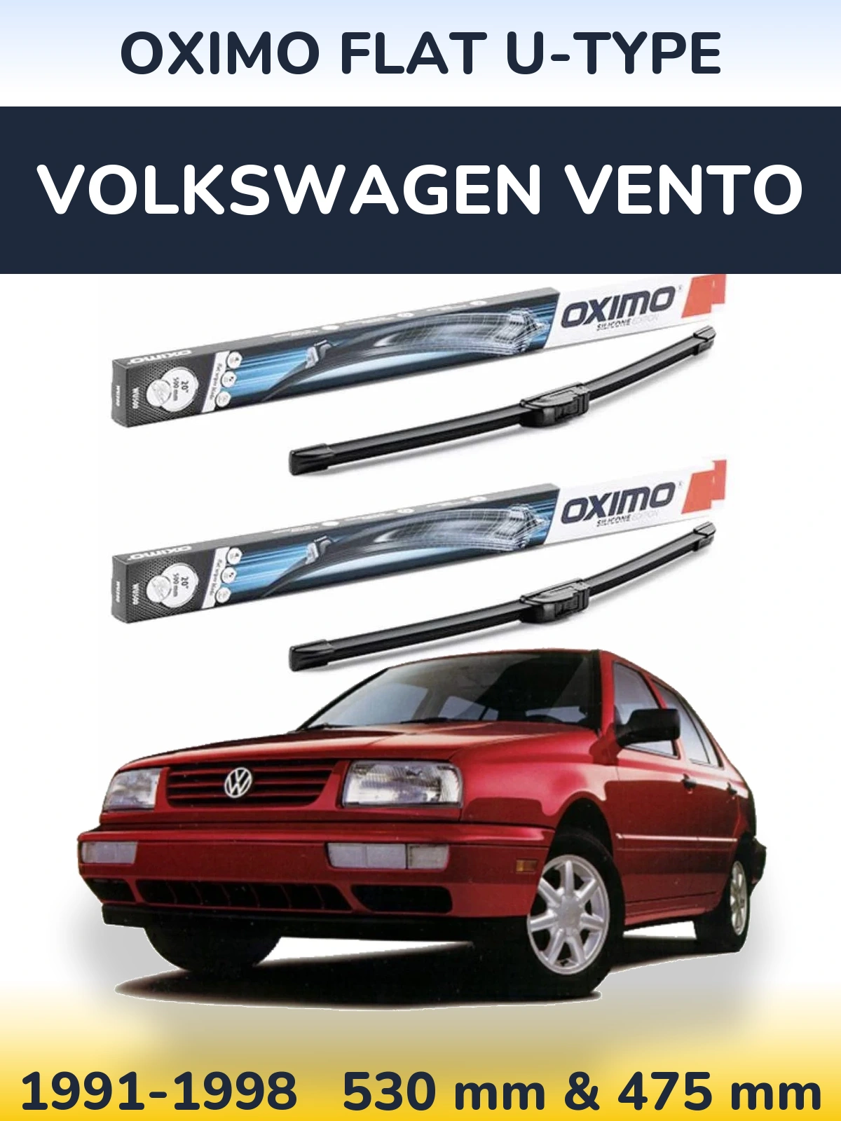 Komplet przednich wycieraczek Oximo Flat U-type 530 & 475 mm do Volkswagen Vento 1991-1998