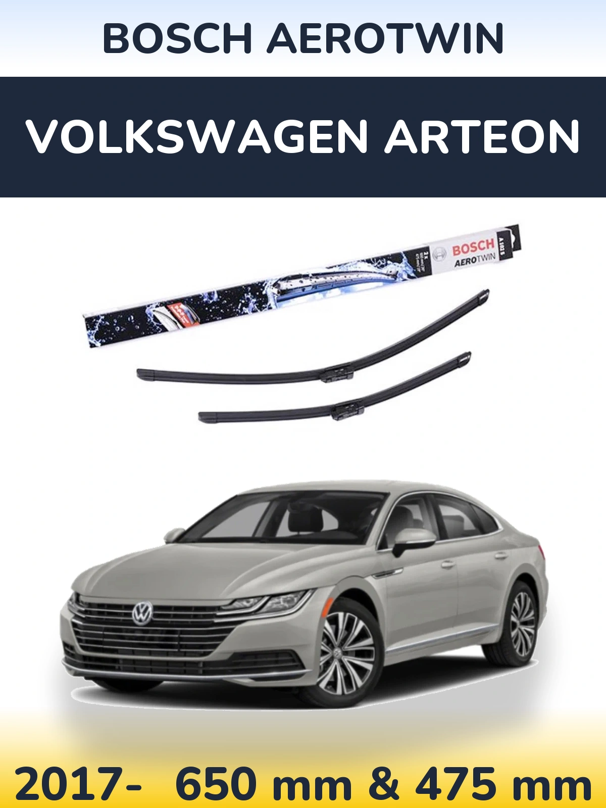 Komplet przednich wycieraczek BOSCH AeroTwin 650 & 475 mm do Volkswagen Arteon 2017-2026