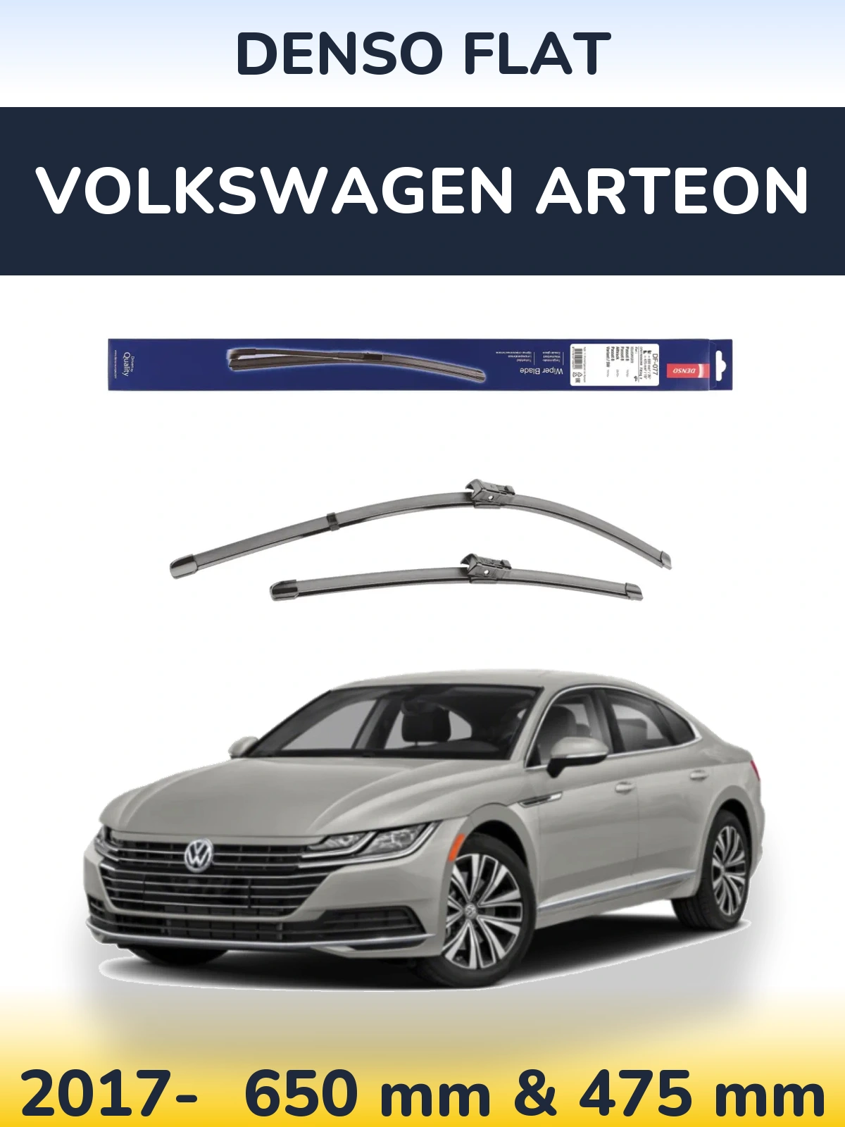 Komplet przednich wycieraczek Denso Flat 650 & 475 mm do Volkswagen Arteon 2017-2026