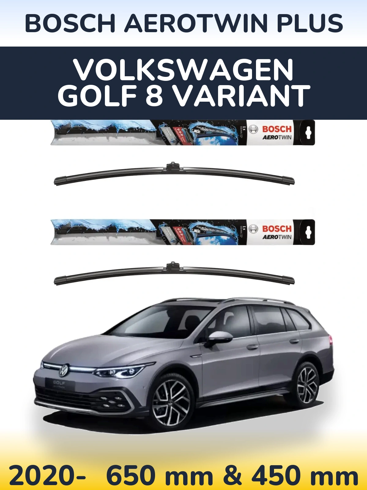 Komplet przednich wycieraczek BOSCH AeroTwin Plus 650 & 450 mm do Volkswagen Golf 8 Variant 2020-2026