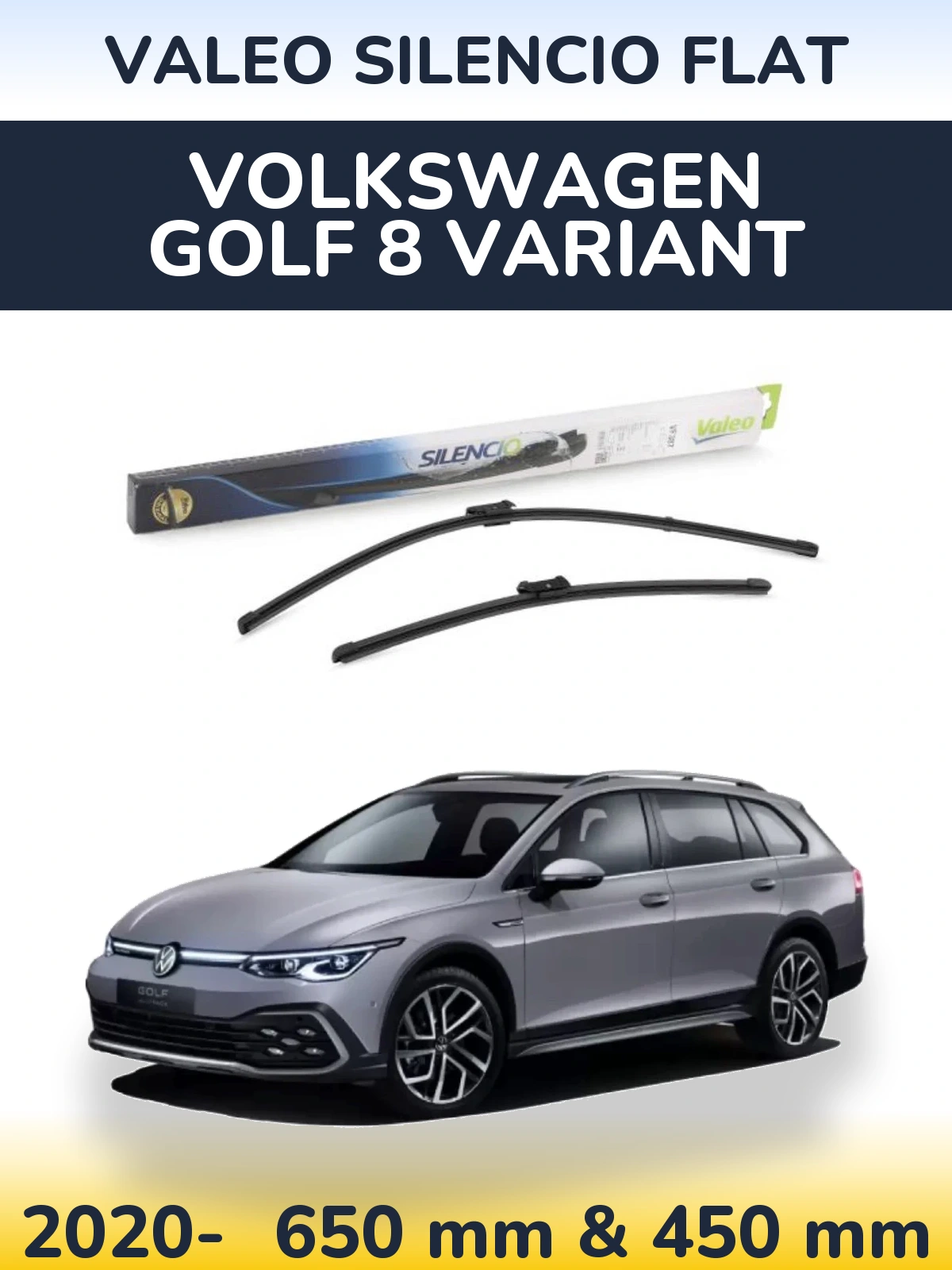 Komplet przednich wycieraczek Valeo Silencio Flat 650 & 450 mm do Volkswagen Golf 8 Variant 2020-2026